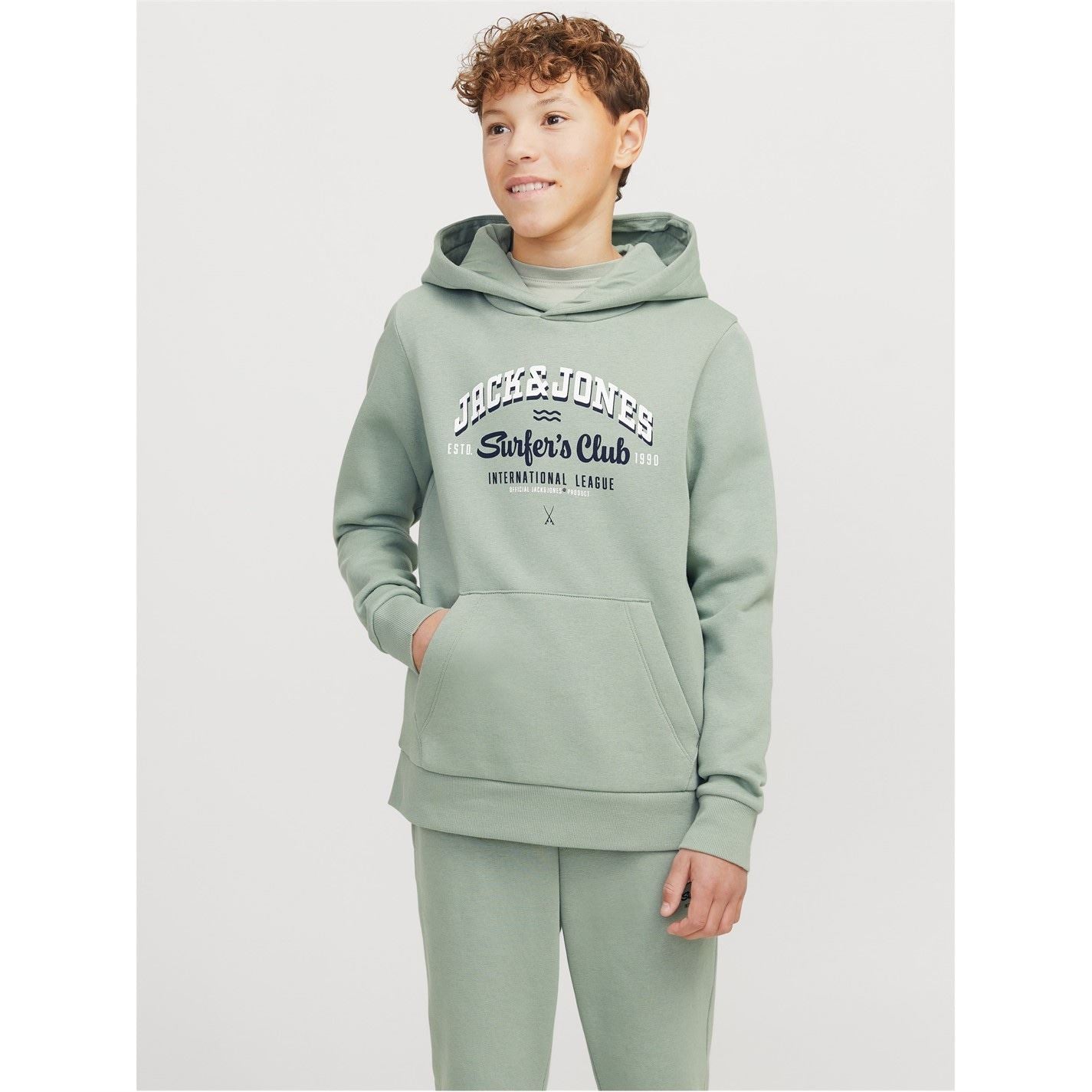 Jack and Jones Logo Print Hooded Neck Kangaroo Pocket Sweatshirt