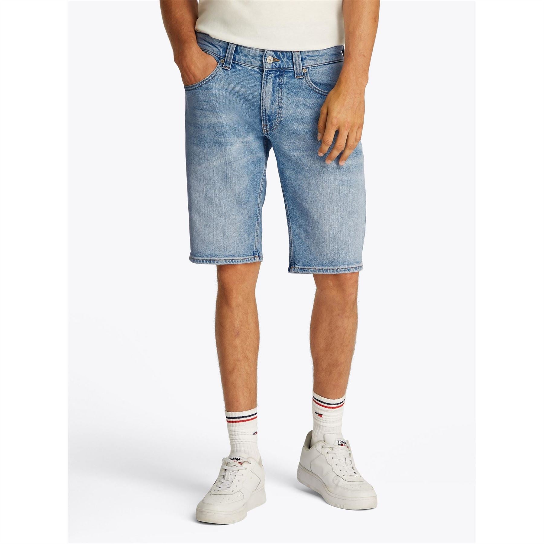 Tommy Jeans Denim Bermuda Shorts Solid Patterned