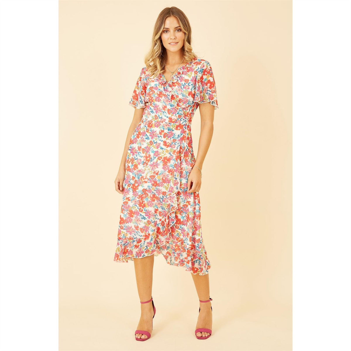 Yumi Floral Wrap Midi Dress