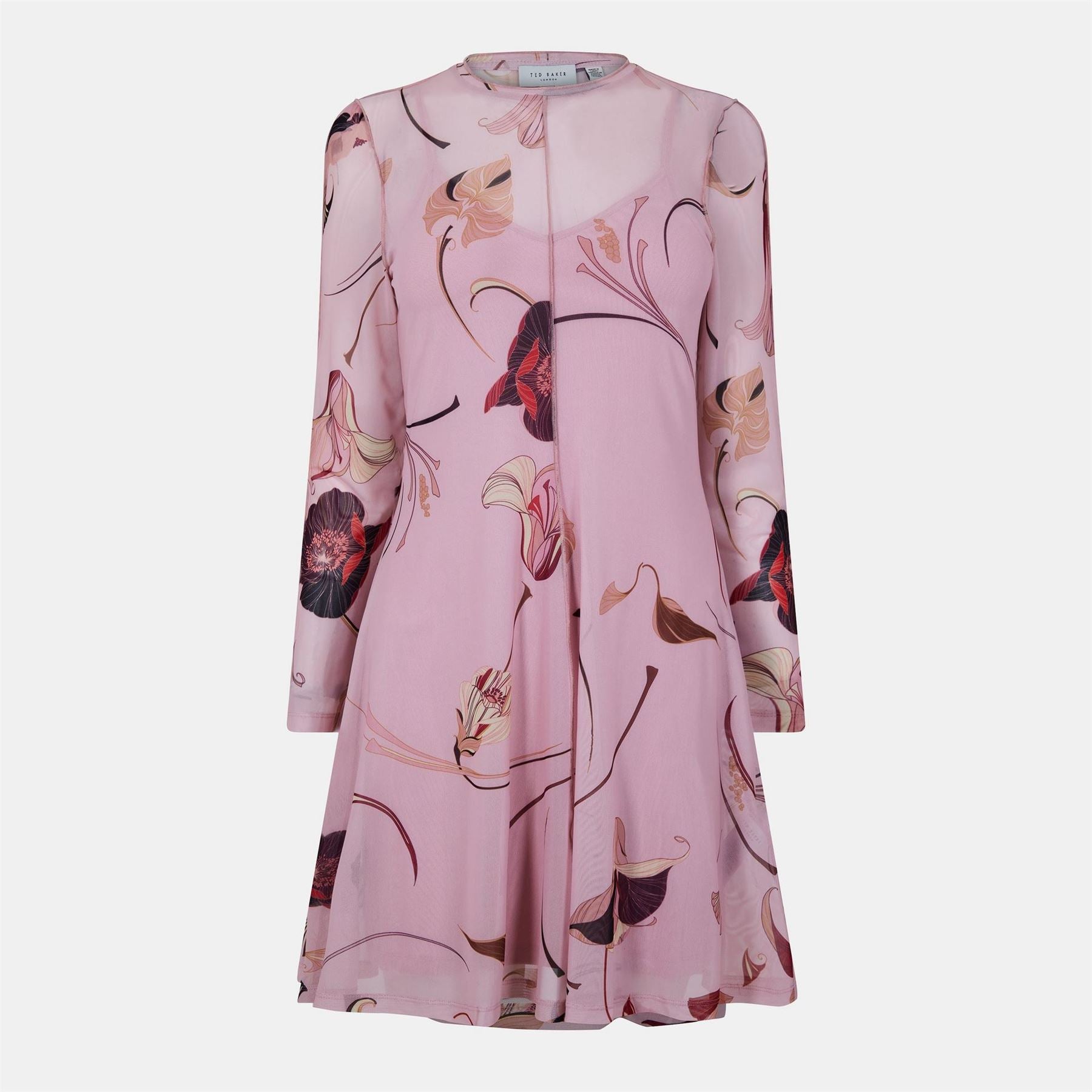 Ted Baker Plain Crew Neck Long Sleeve Mini Dress