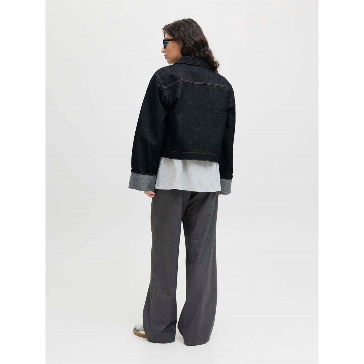 JJXX Solid Patterned Roll Up Cuff Denim Jacket