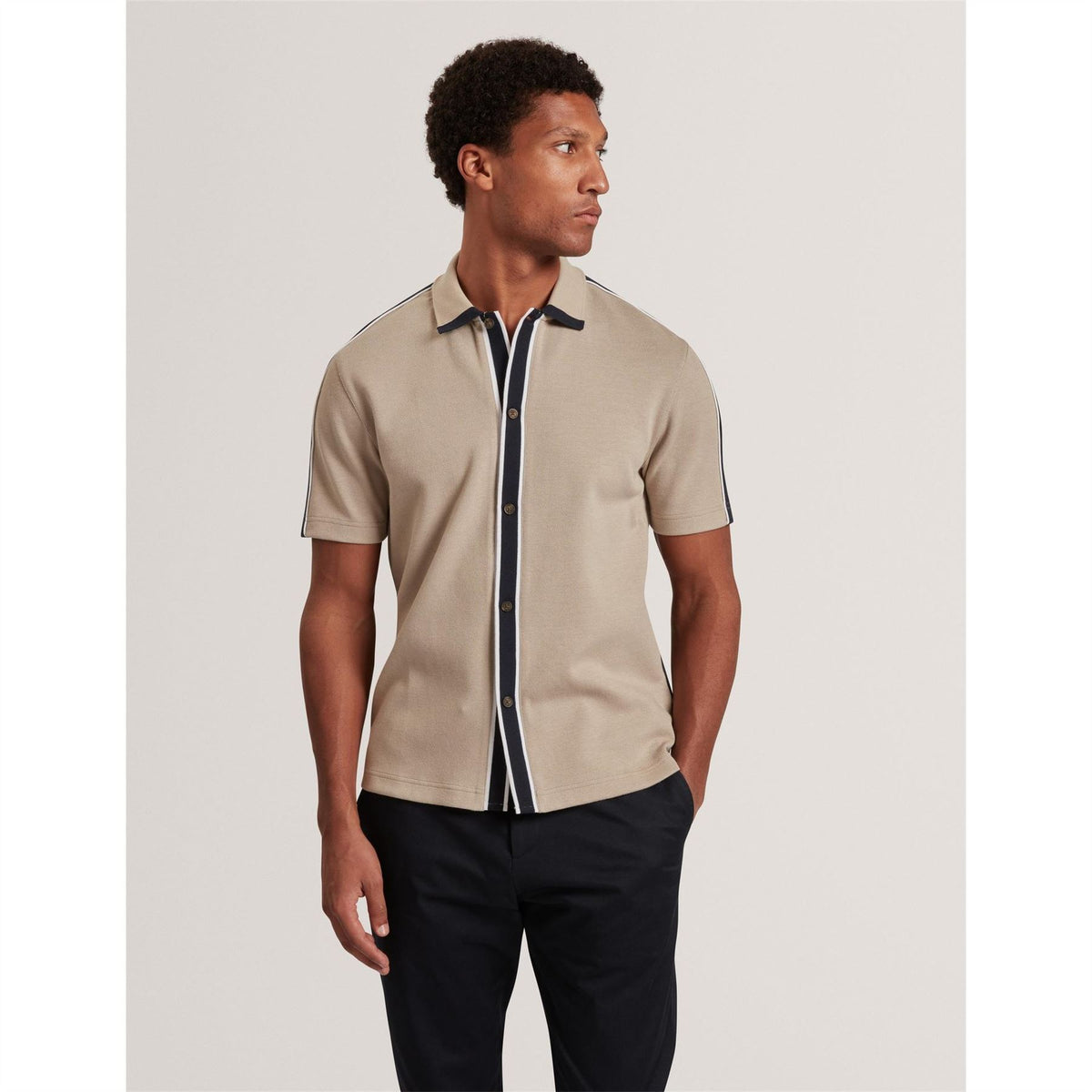 Ted Baker Button Through Fine Knit Short Sleeve Polo