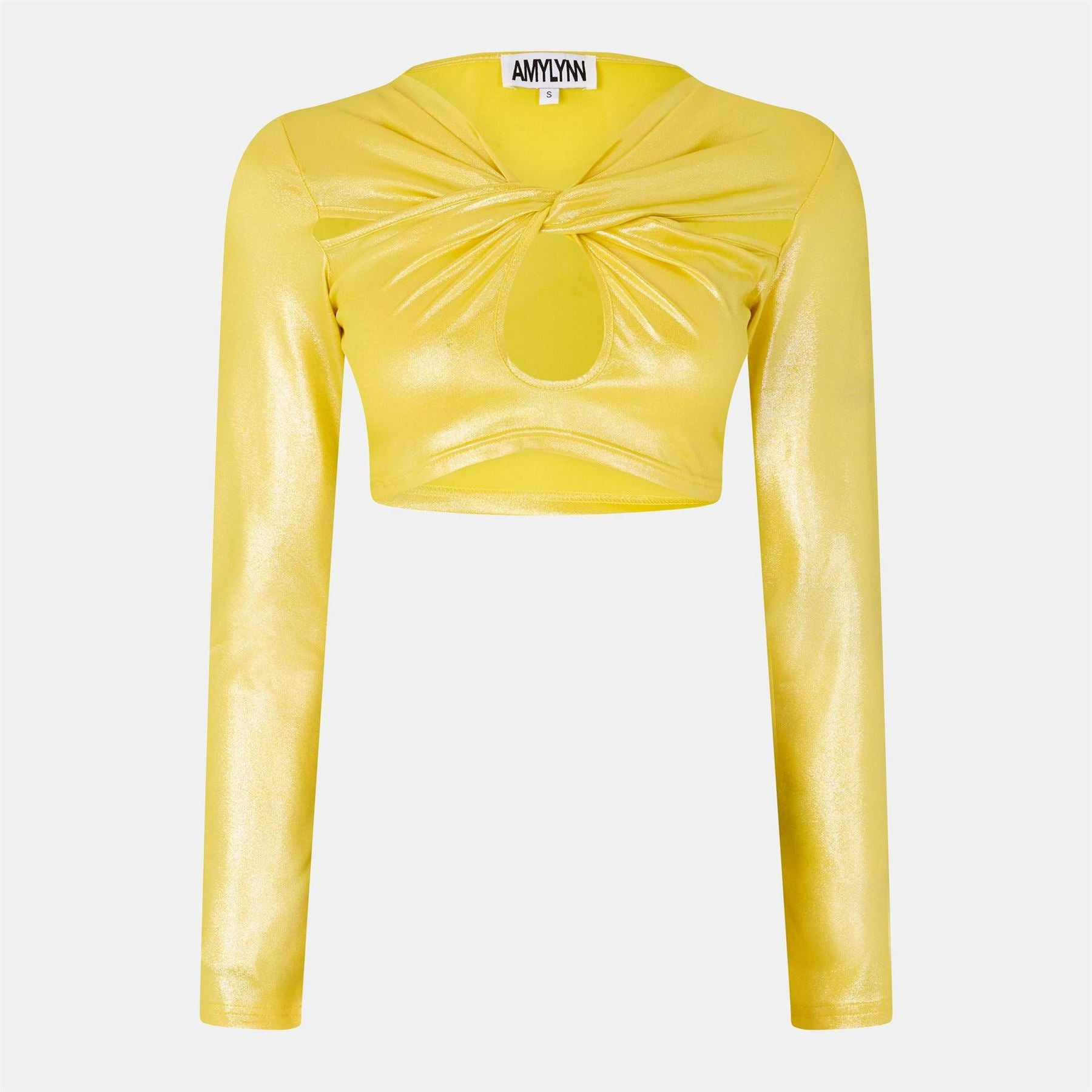 AmyLynn Cut Out Keyhole Neck Cropped Blouse