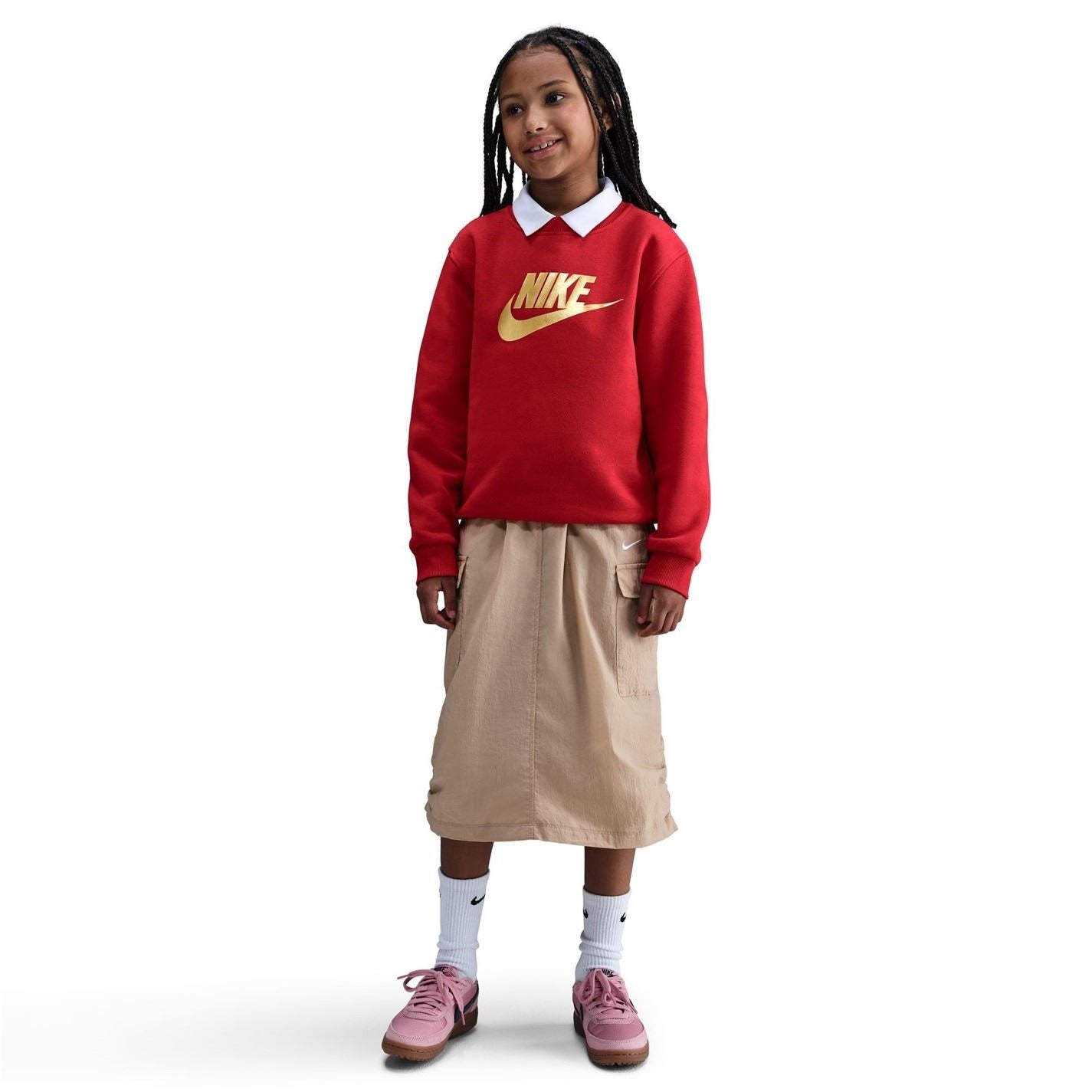 Nike Crew Neck Ribbed Collar Long Sleeve Sweatshirt