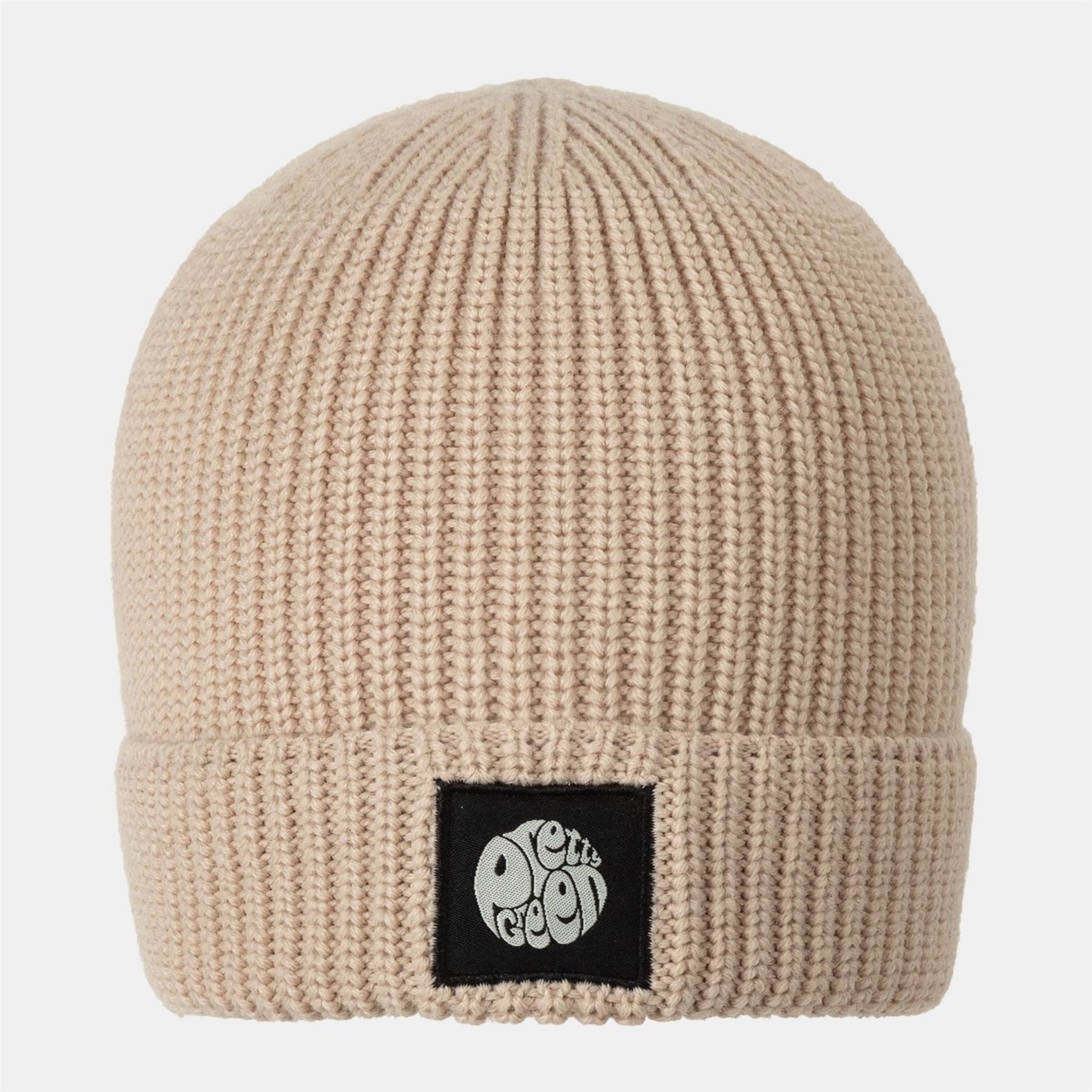 Pretty Green Adjustable Cuff Beanie With a Ribbed Pattern