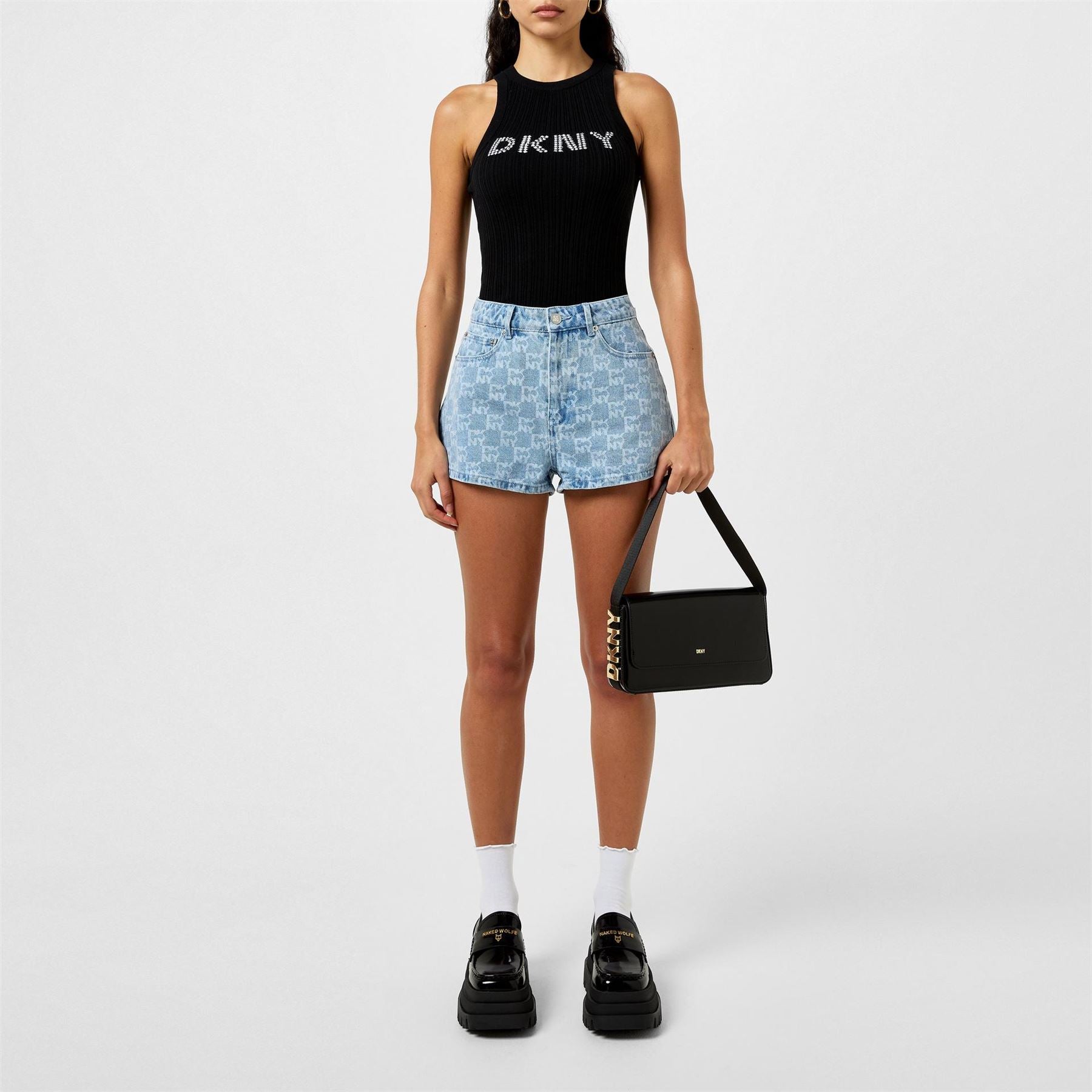 DKNY High Neck Slim Fit Knit Tank