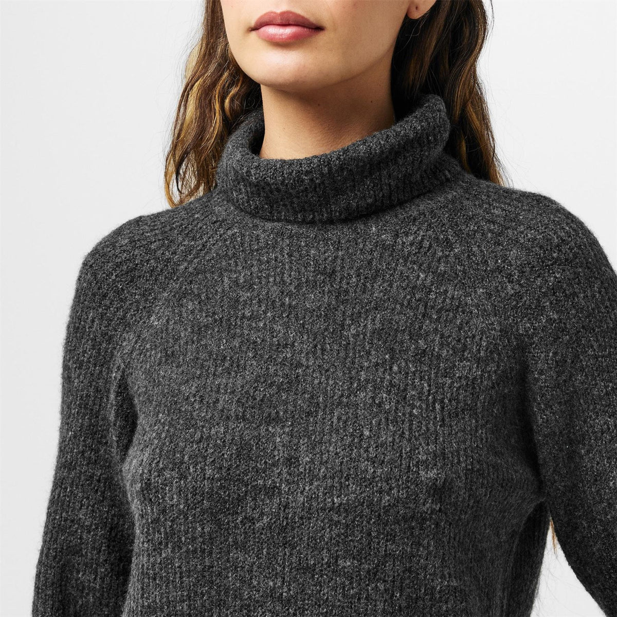 Pieces Knit Turtleneck Long Sleeve Mini Sweater Dress
