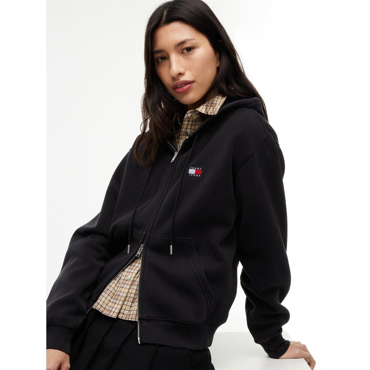 Tommy Jeans Badge Cotton Full Zip Fleece Top