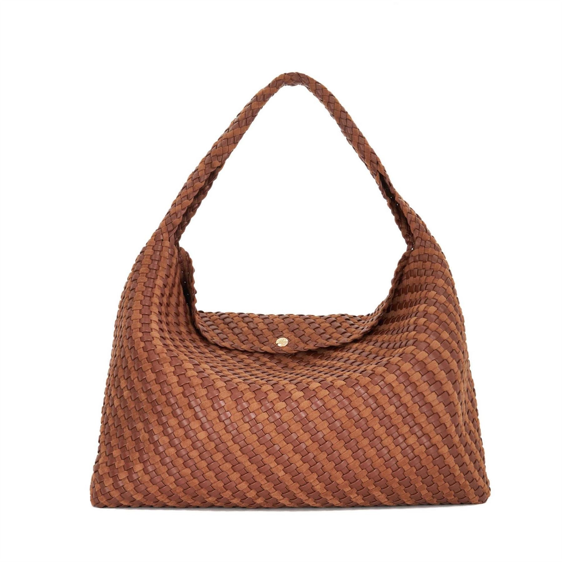 Dune London Delegating XL Basket Weave Hobo Bag with Silver Tone Hardware