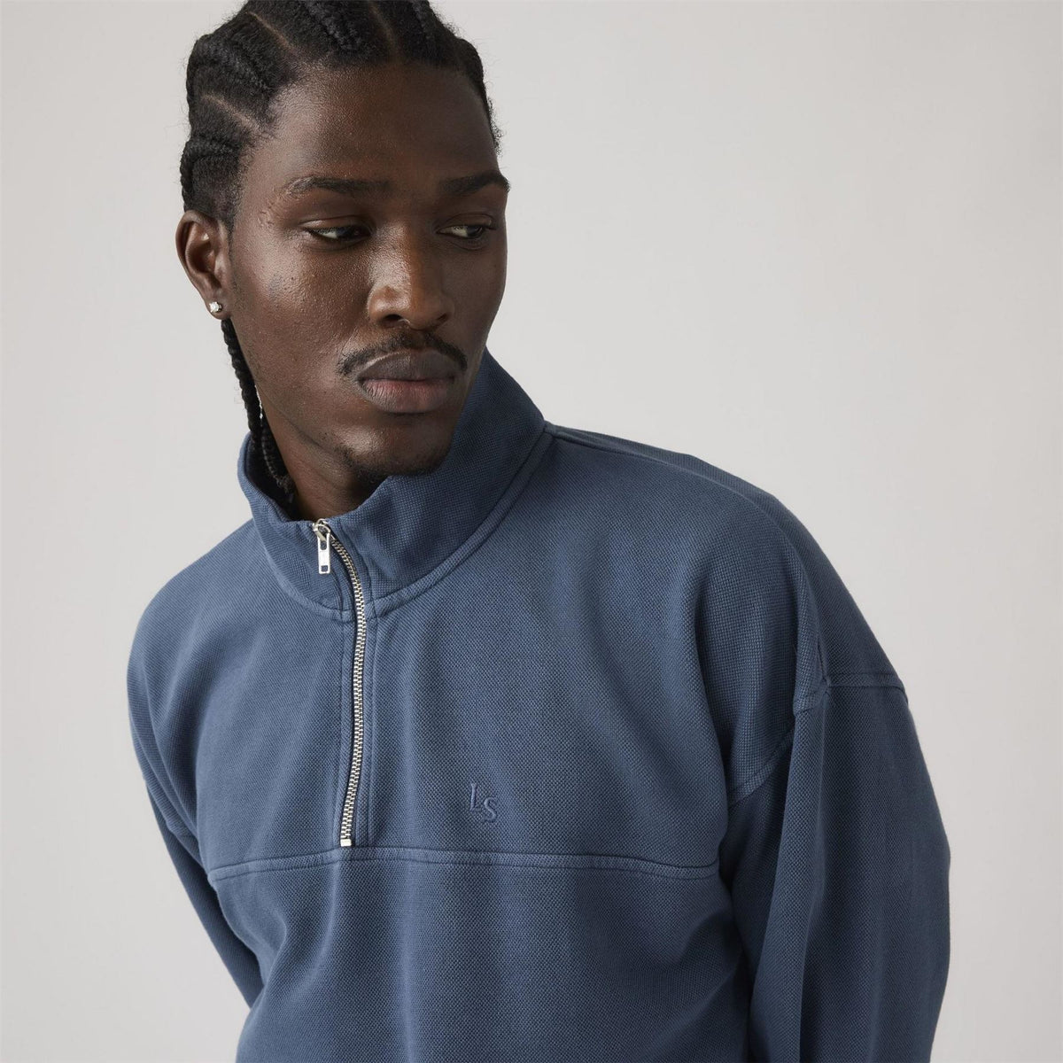Levis Marina Cotton 1 4 Zip Oversized Fit Fleece Top