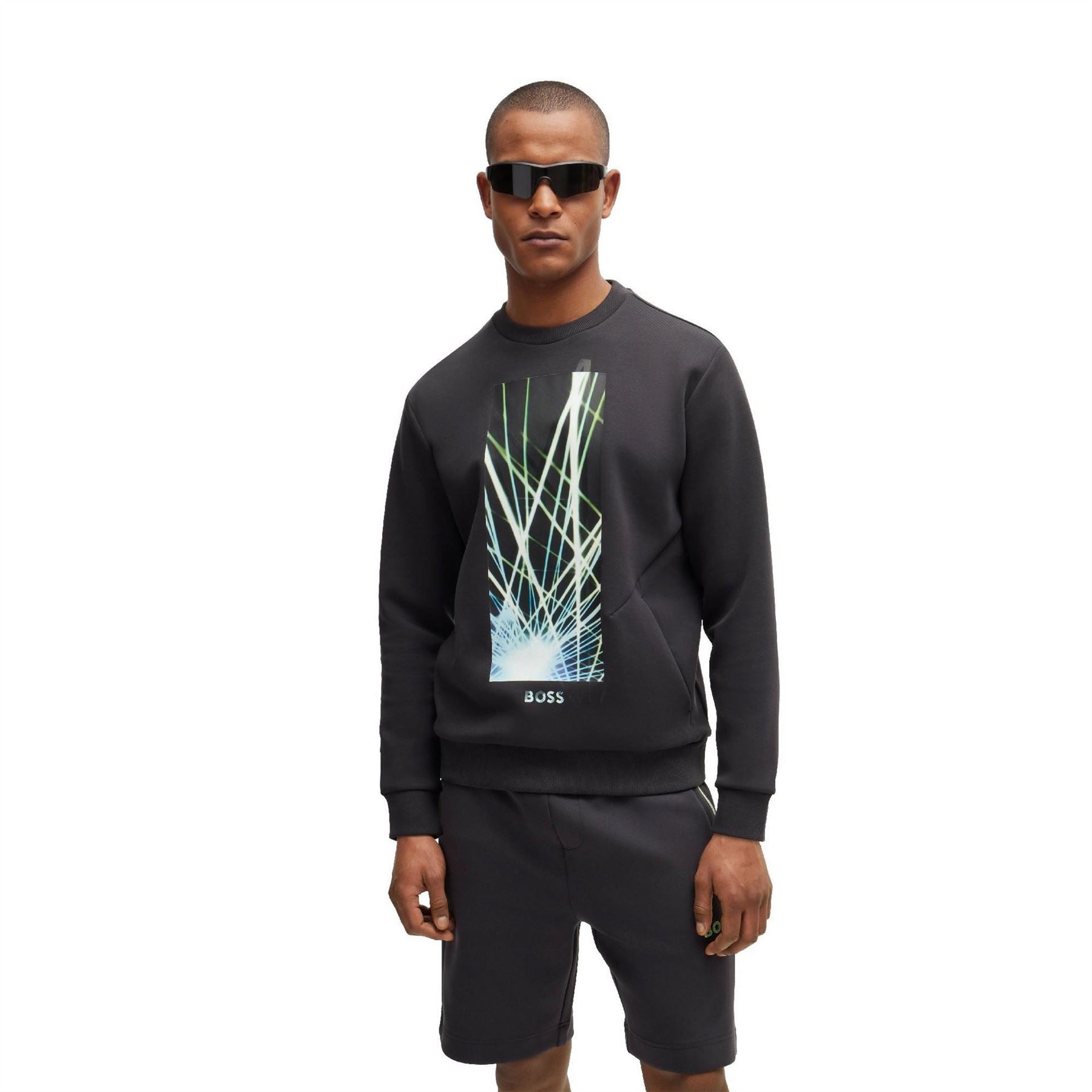 Boss Optic Tech Crew Neck Ribbed Collar Sweatshirt
