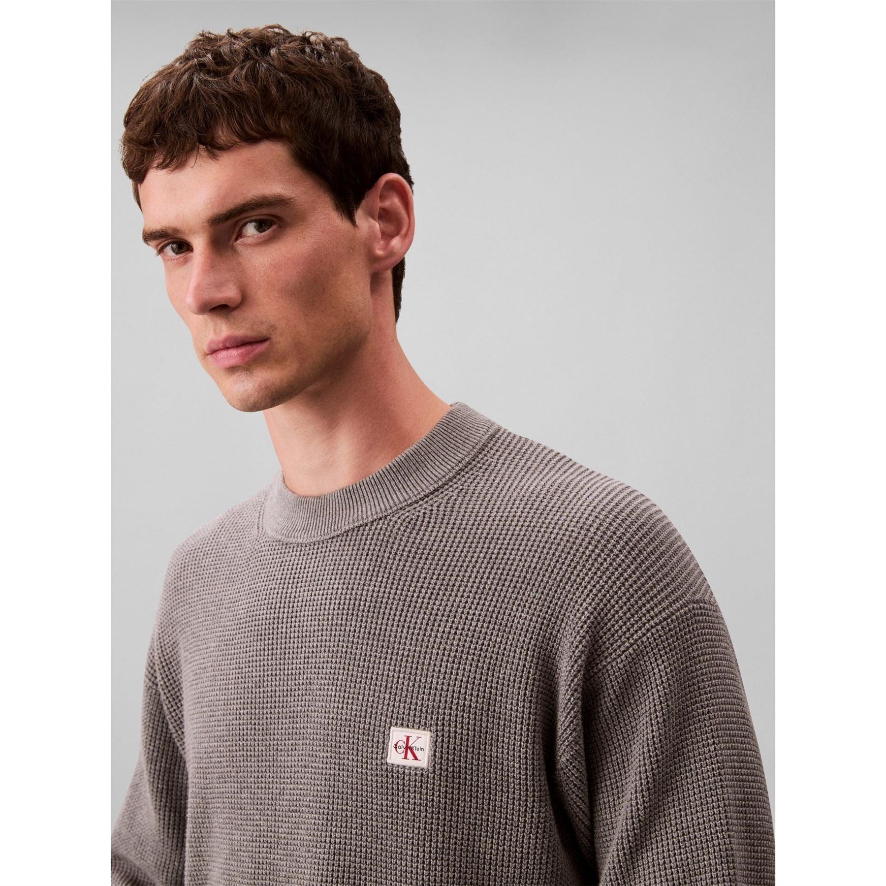 Calvin Klein Jeans Crew Neck Ribbed Collar Long Sleeve Sweater