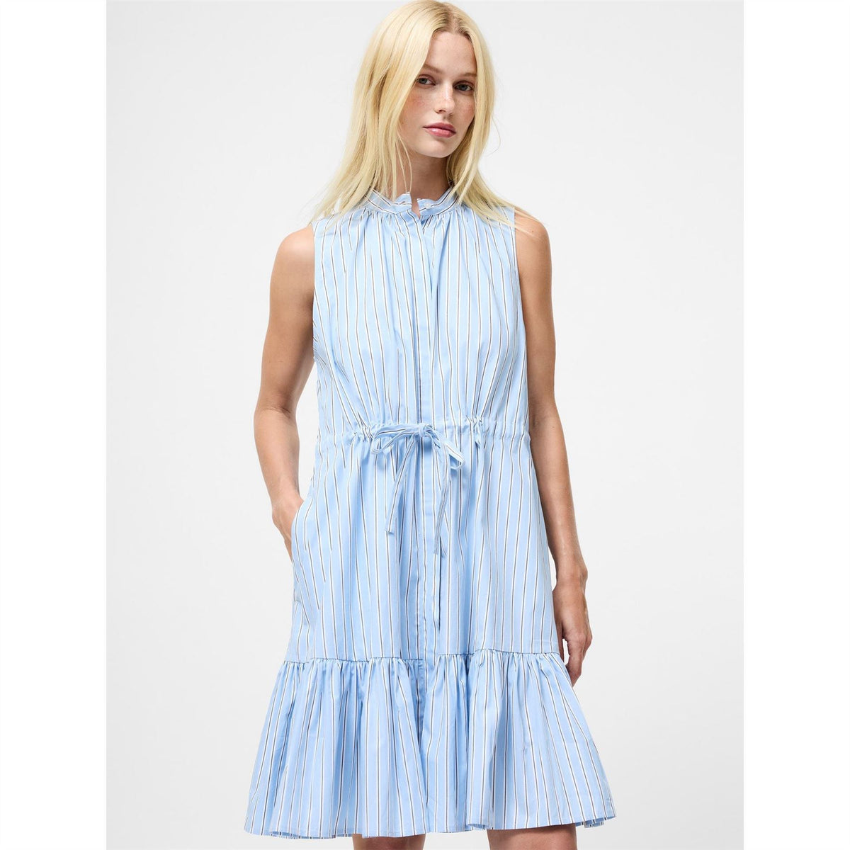 French Connection Era High Neck Knee Length Tiered Dress