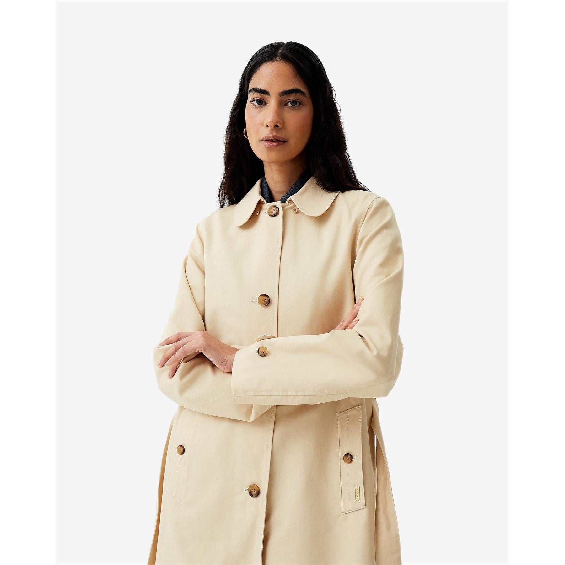 Hunter Keltie Water Resistant Cotton Detachable Cape Trench Coat