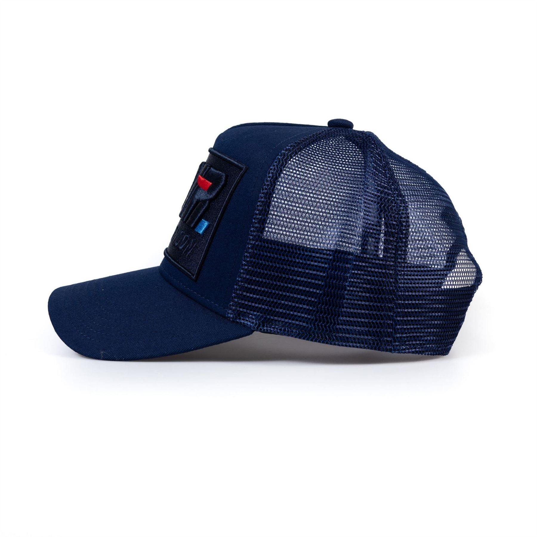 Societe Noir Vitesse Logo Lettering Mesh Trucker Cap