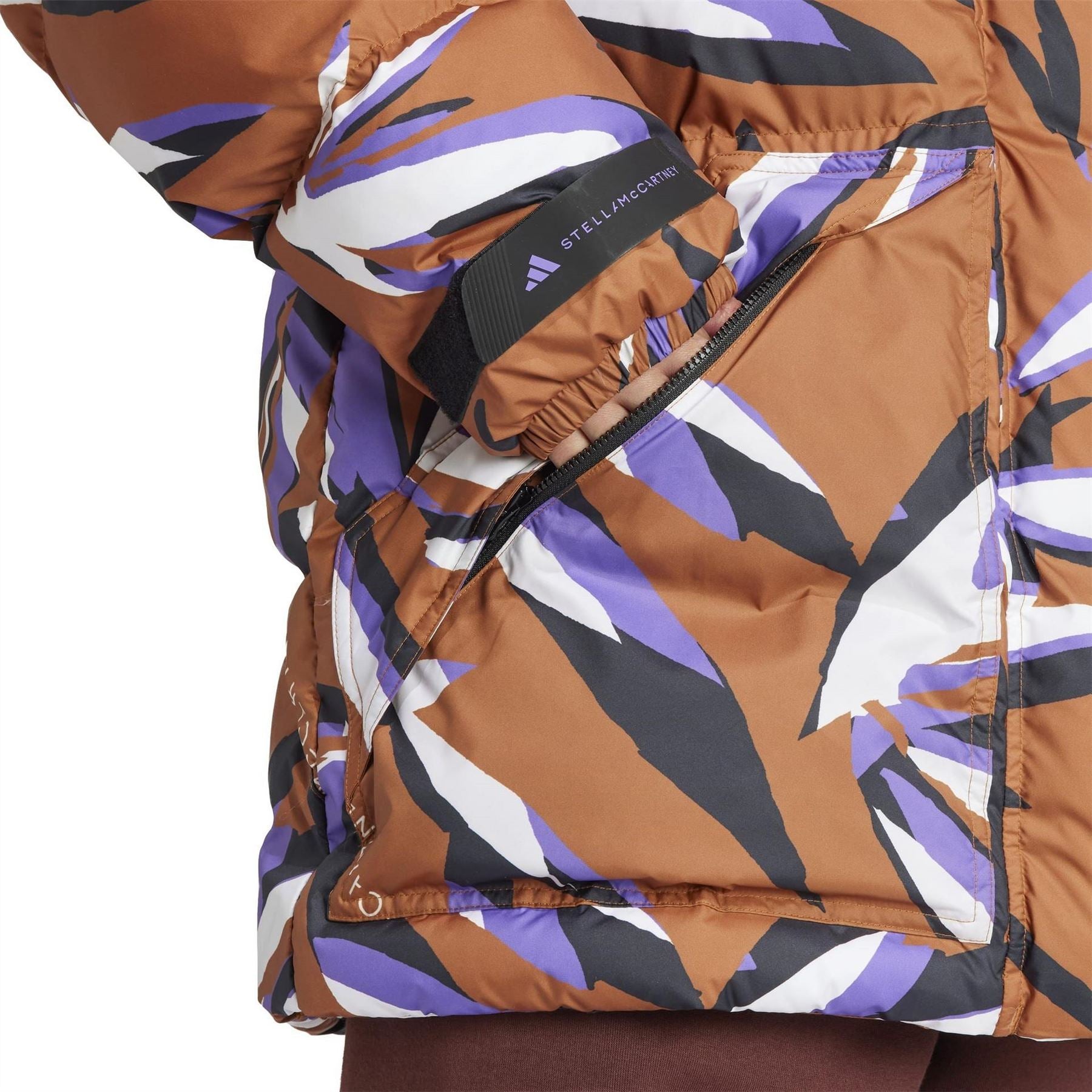 adidas by Stella McCartney Mid Length Padded Funnel Neck Long Sleeve Puffer Jacket