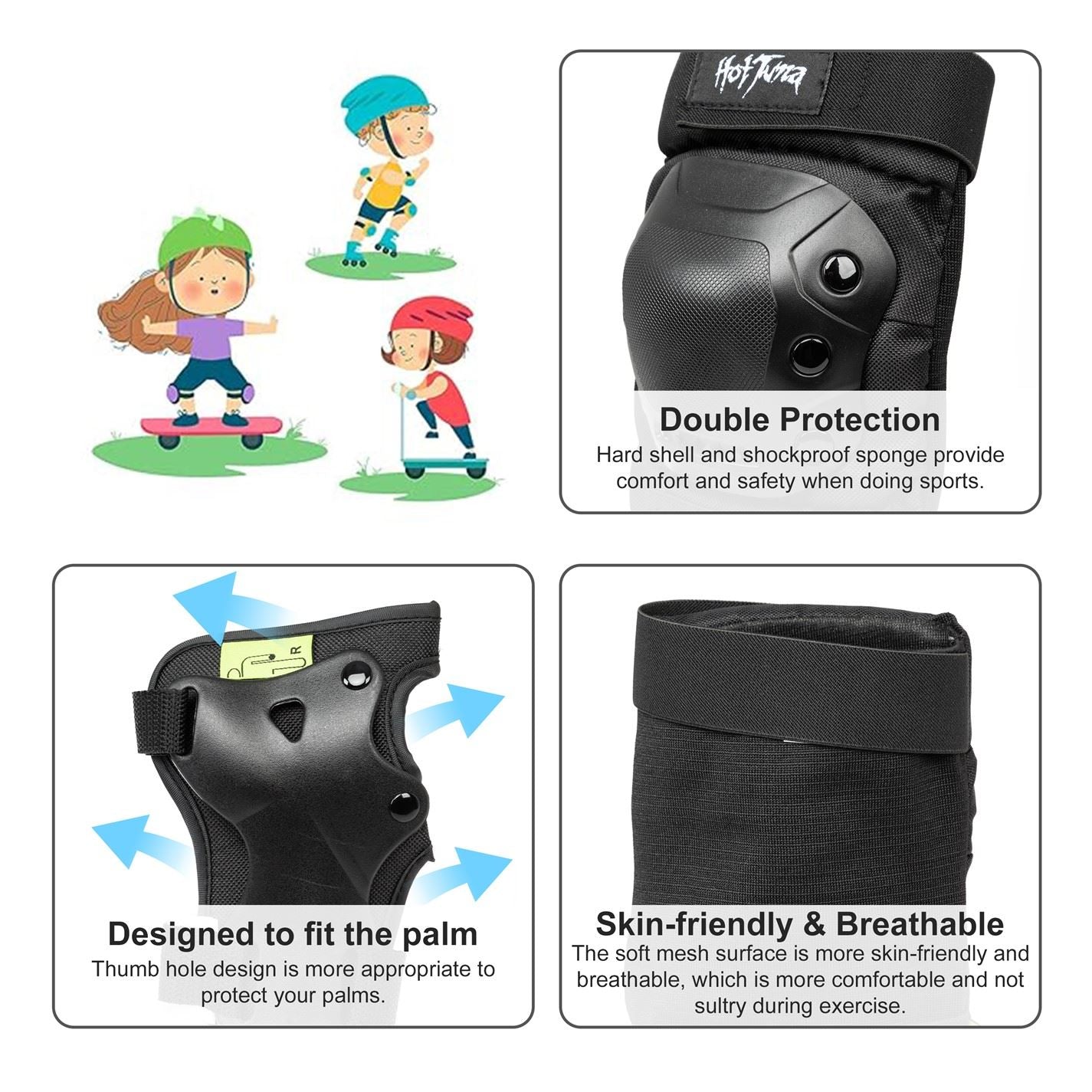Hot Tuna Skate Protector 3pc Set   Knee Pads Elbow Pad And Wrist Guards