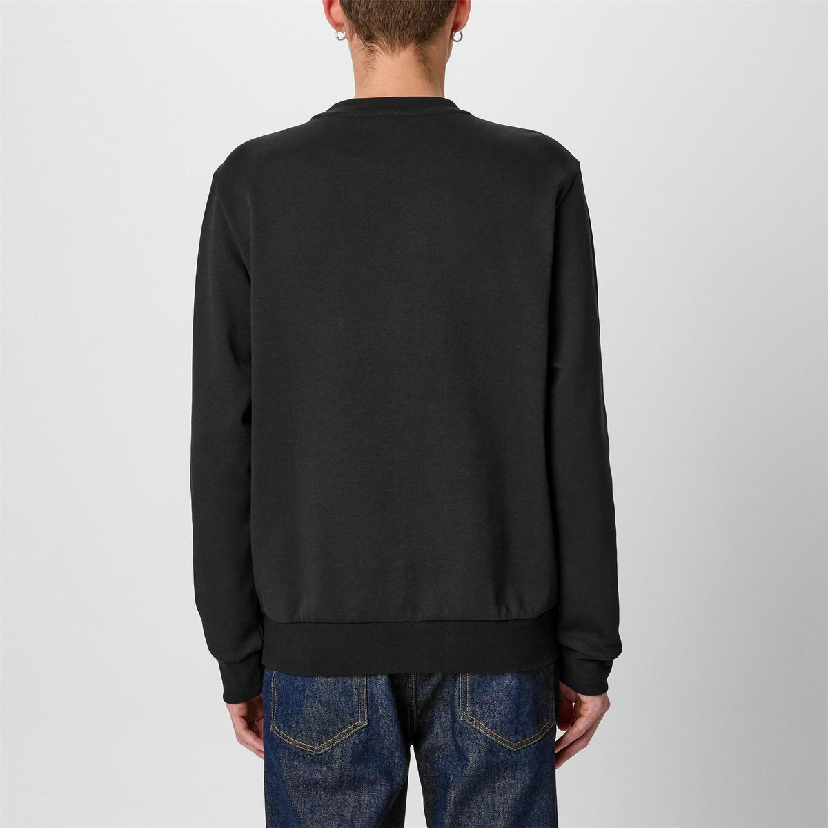Boss Logo Patch Cotton Long Sleeve Crew Sweatshirt