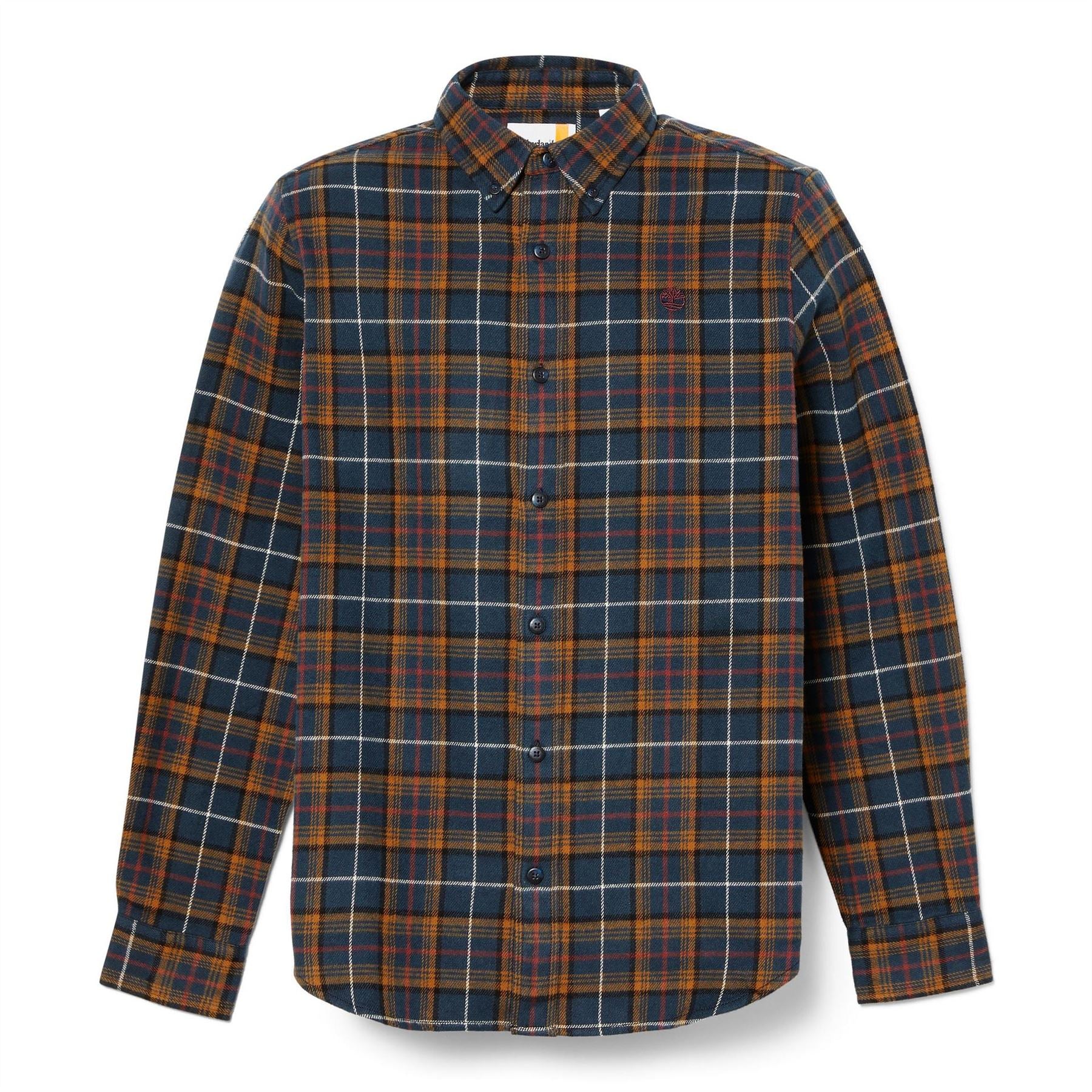 Timberland Midweight Flannel Check Dark Long Sleeve Patterned Shirt