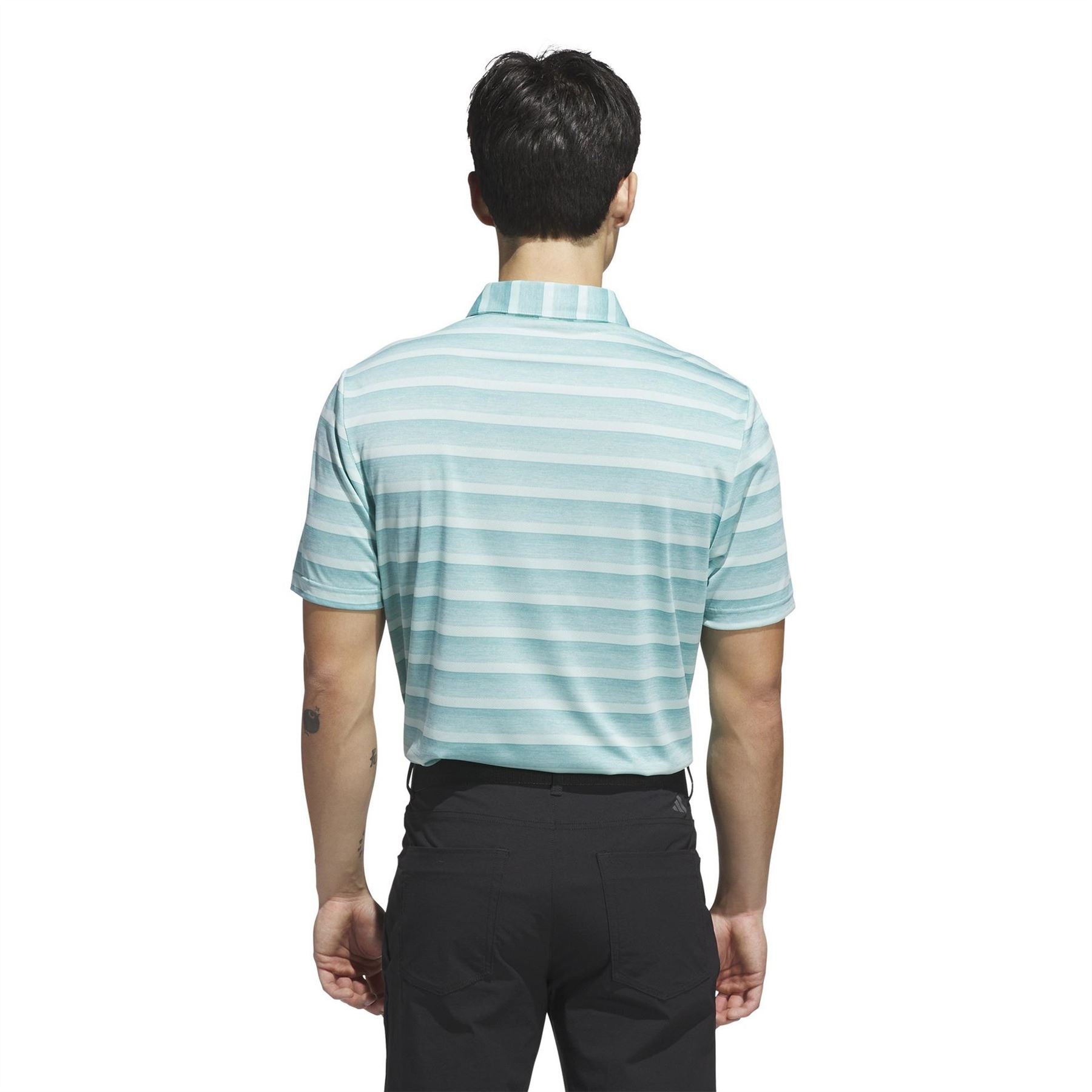 adidas 2 Colour Stripe Short Sleeve Performance Polo Shirt