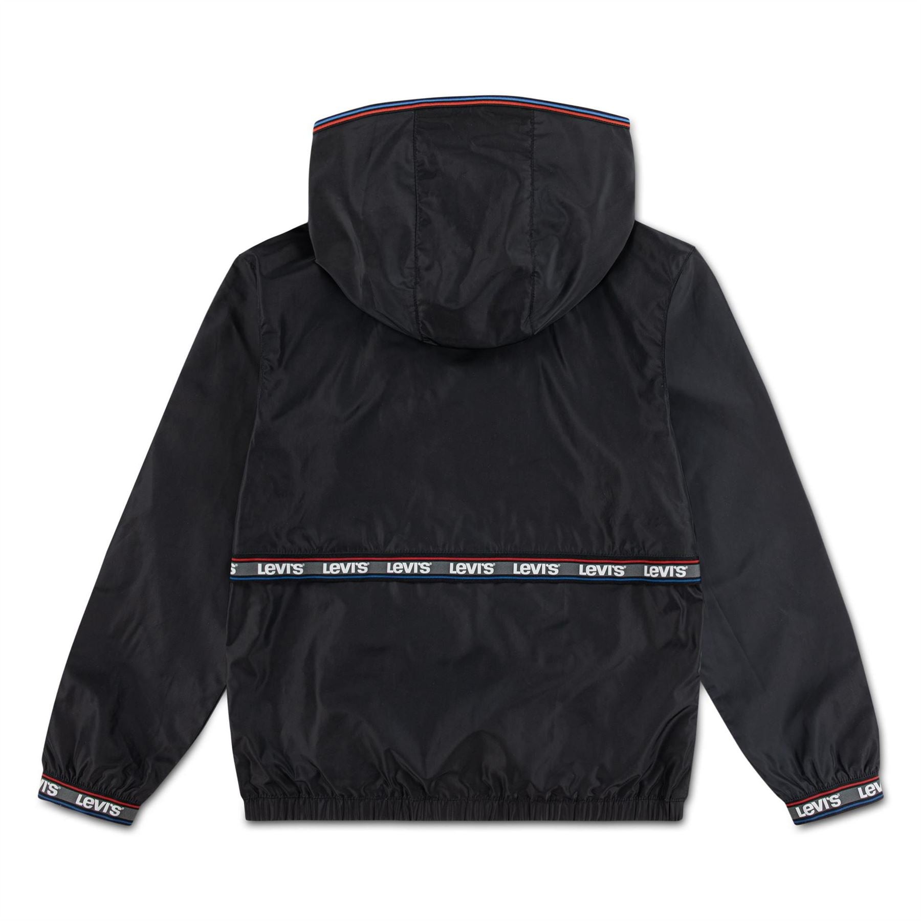 Levis Hooded Neck Windbreaker Ribbed Cuff Zipped Pocket Jacket