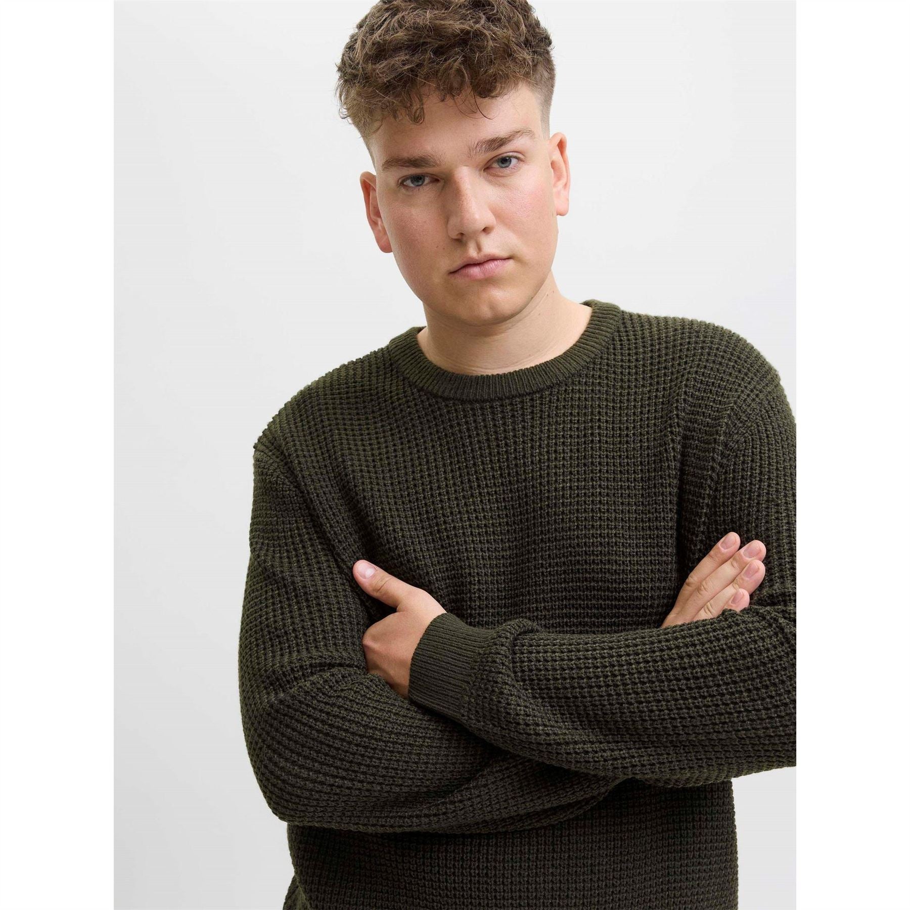Jack and Jones Crew Neck Ribbed Collar Long Sleeve Sweater