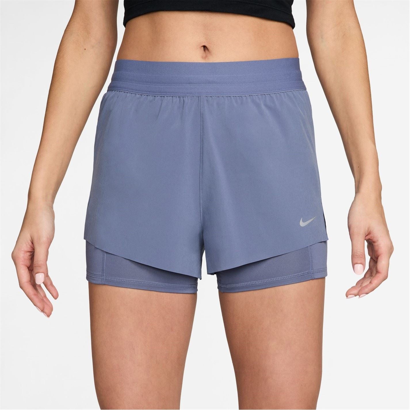 Nike Womens Dri Fit Swift Mid Rise 3 2 In 1 Shorts