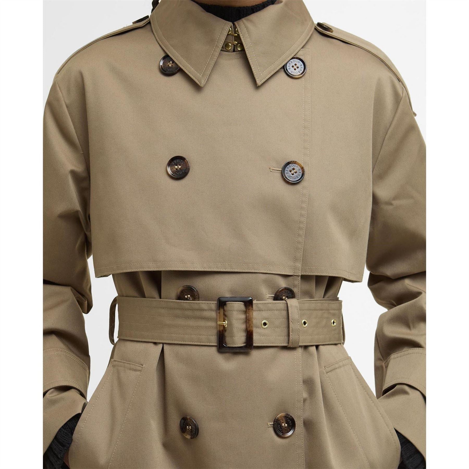 Barbour Aoife Showerproof Double Breasted Long Sleeve Rain Anorak