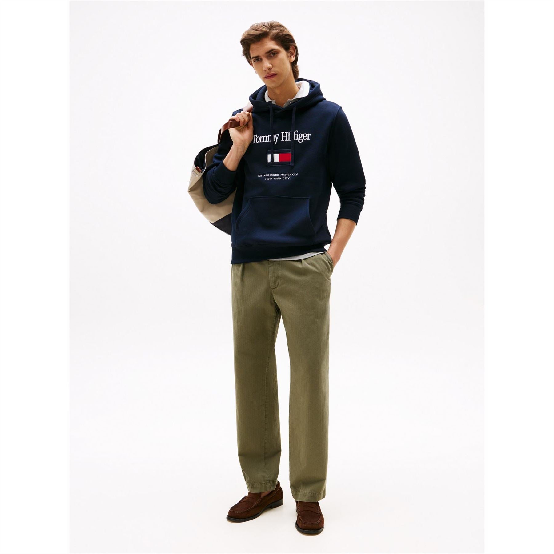 Tommy Hilfiger Embroidered Flag Hooded Long Sleeve Sweatshirt