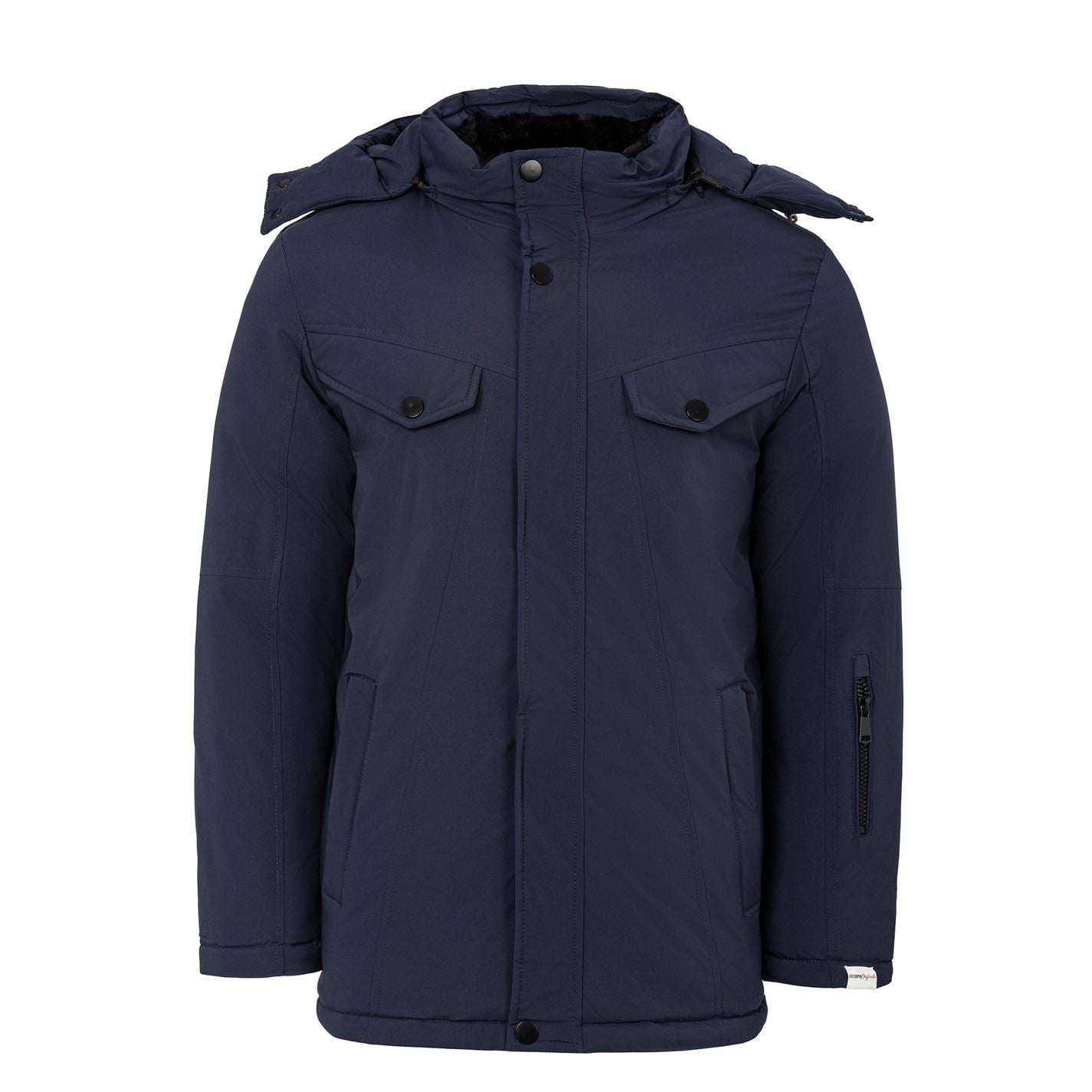 Lee Cooper Solid Patterned Hooded Snap Button Ribbed Cuff Puffer Jacket