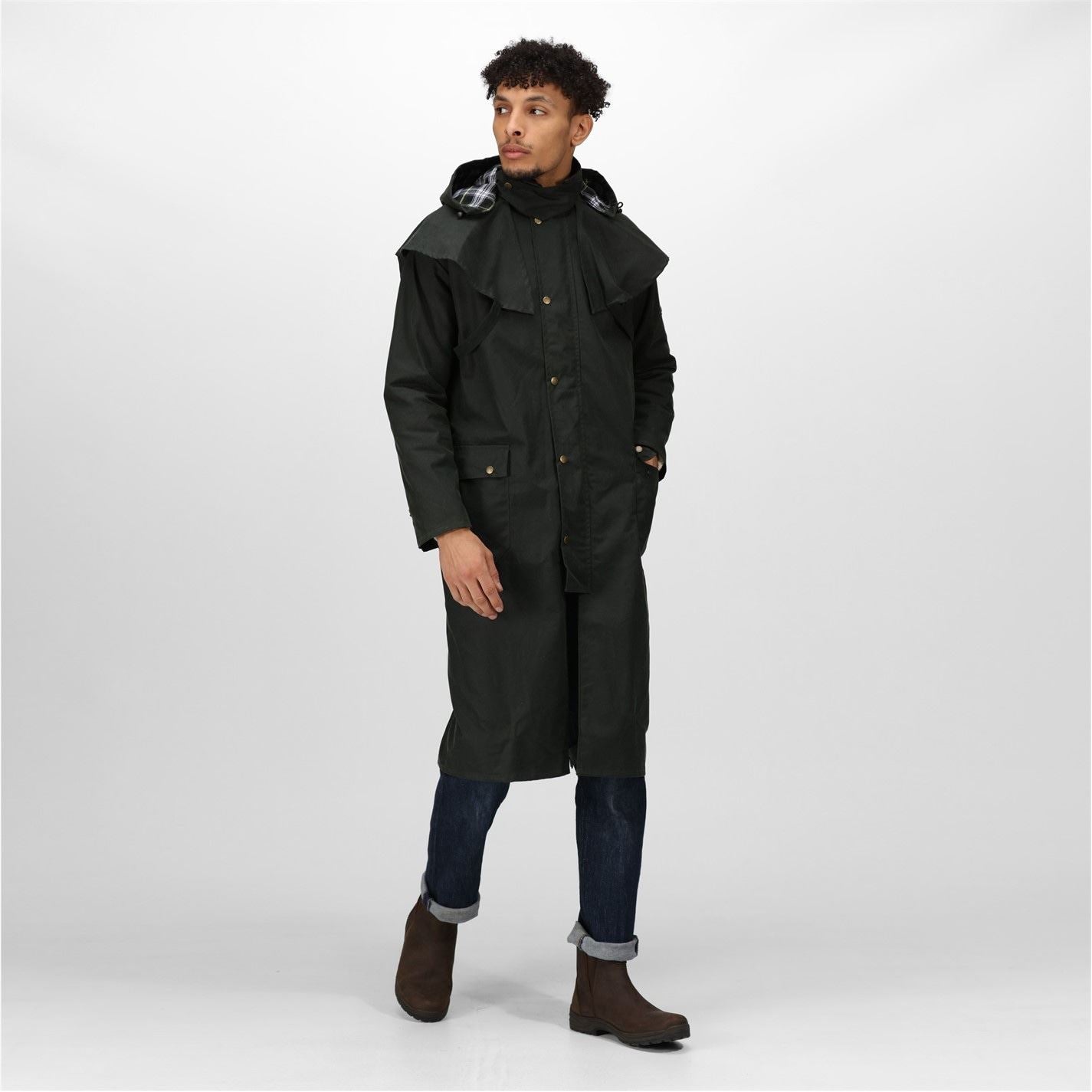Regatta Solid Patterned Snap Button Hooded Waxed Jacket