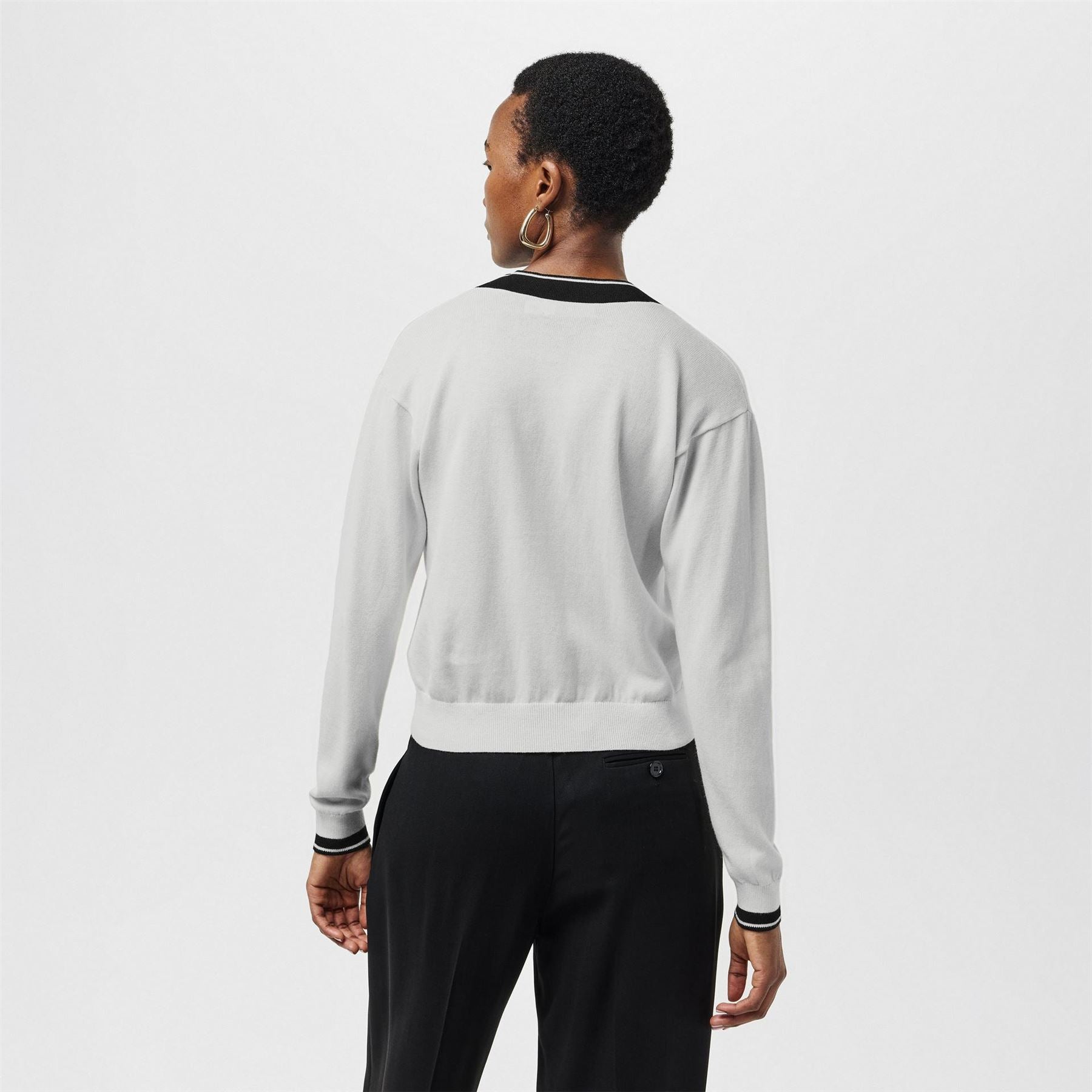 Lauren by Ralph Lauren Cropped Relaxed Fit V-Neck Sweater