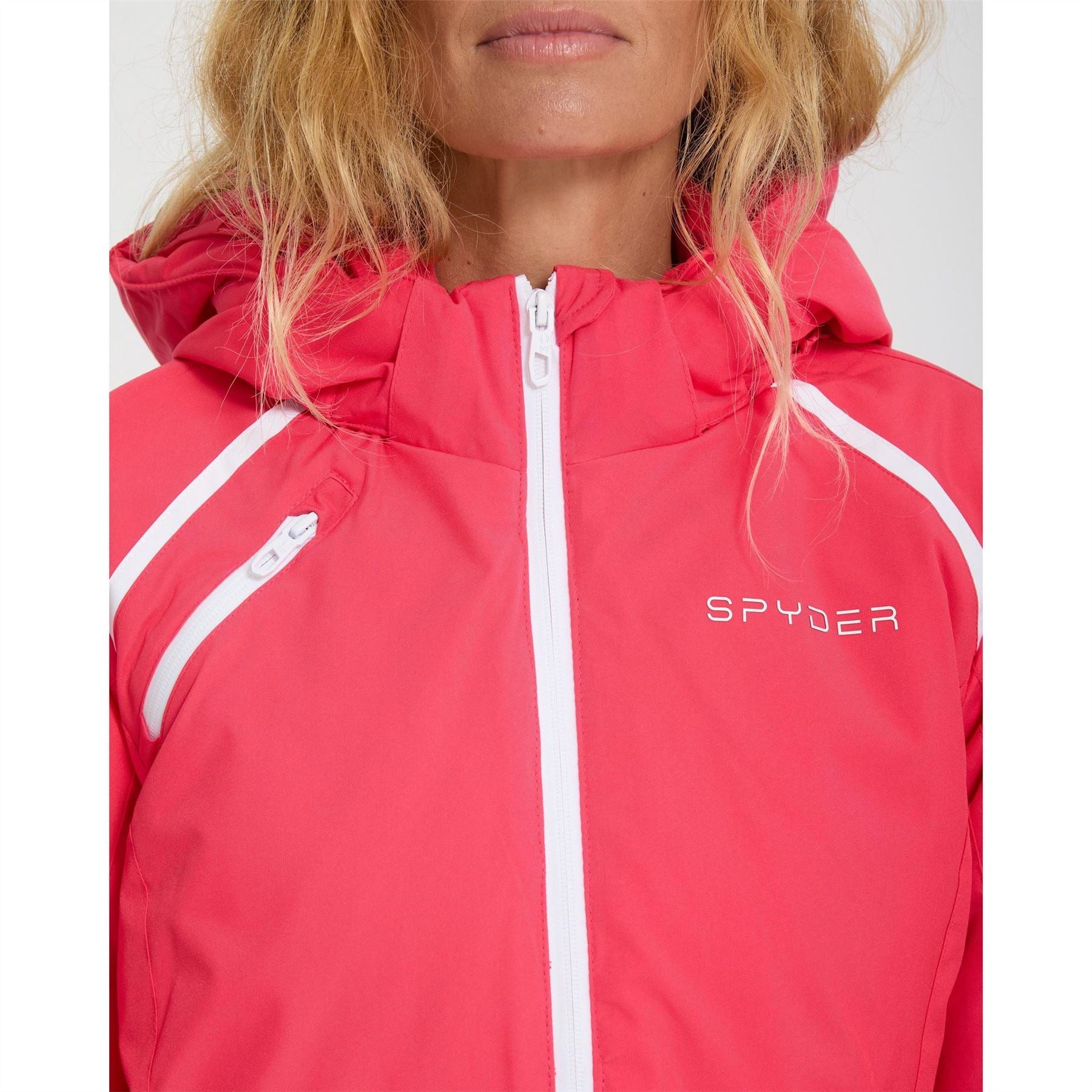 Spyder Solid Patterned Hooded Ski Jacket