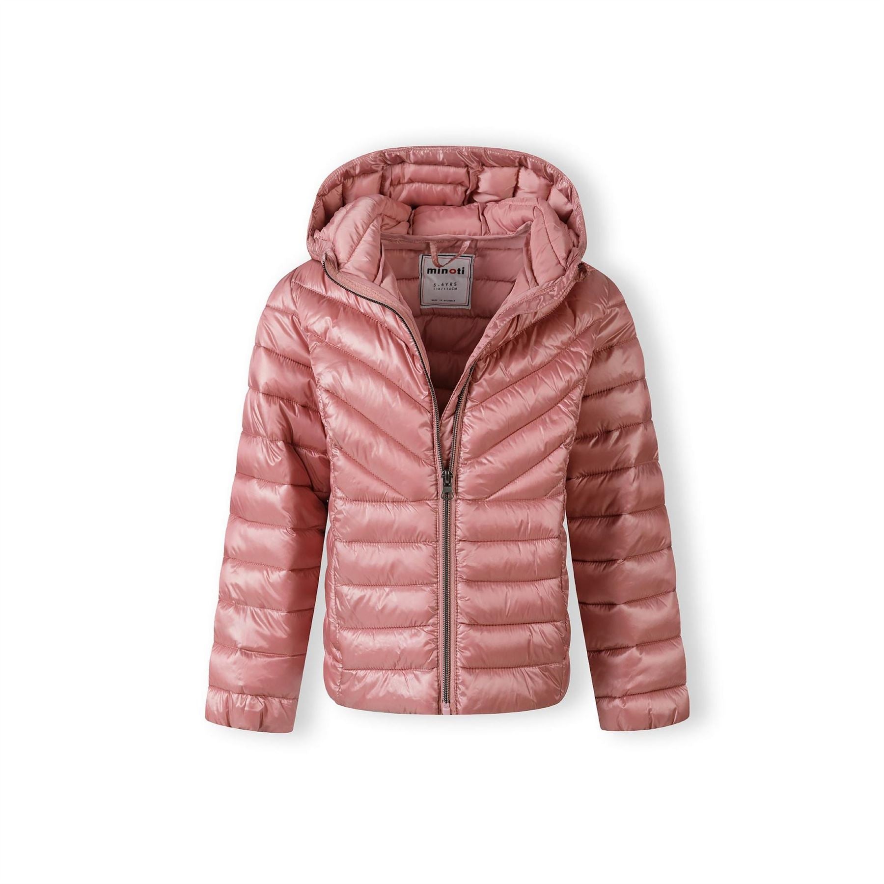 Minoti Girls Quilted Hooded Jacket With Zip Fastening Copper