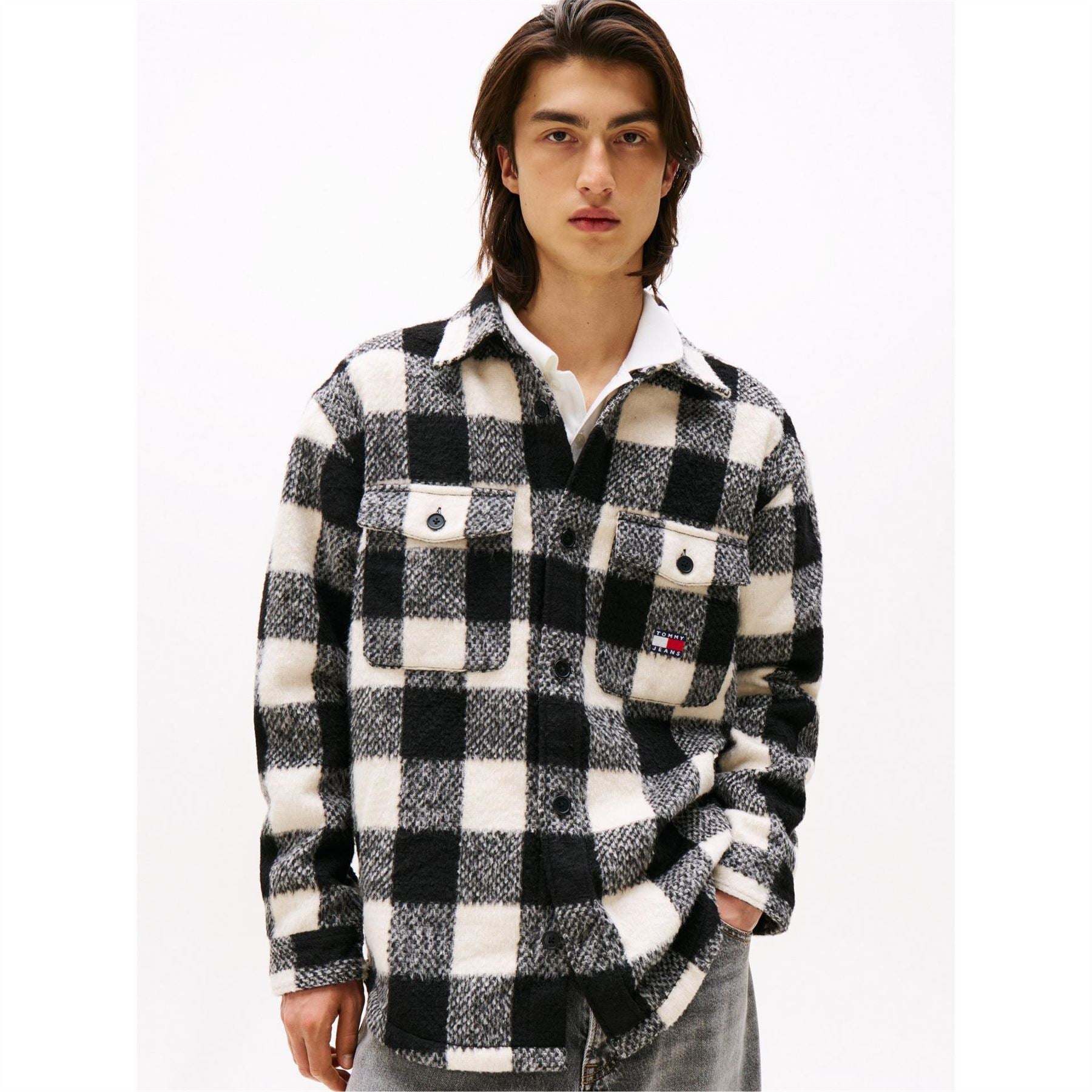 Tommy Jeans Plaid Patterned Chest Pocket Overshirt
