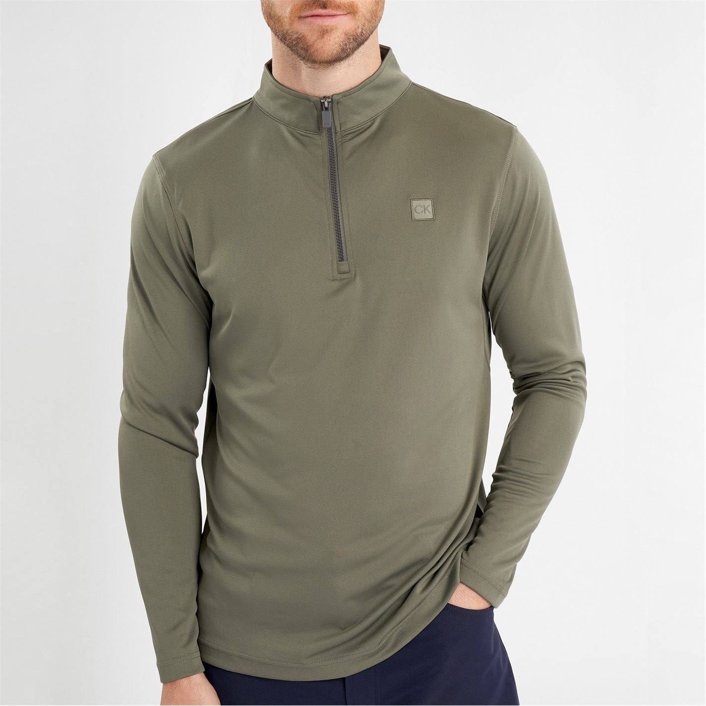 Calvin Klein Golf Regular Fit Zip Neck Long Sleeve Sweatshirt