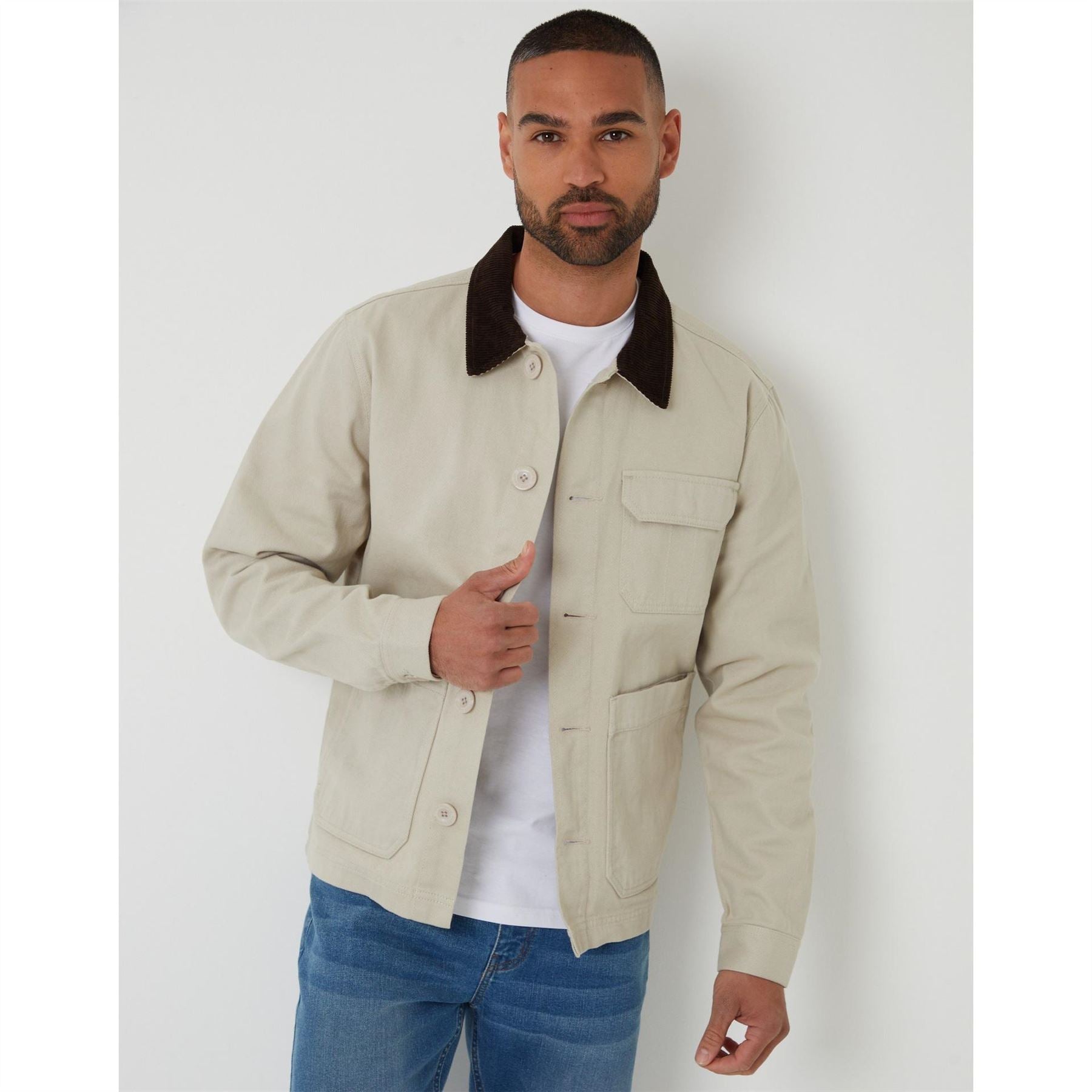 Threadbare Solid Patterned Parka Jacket with Chest Pocket