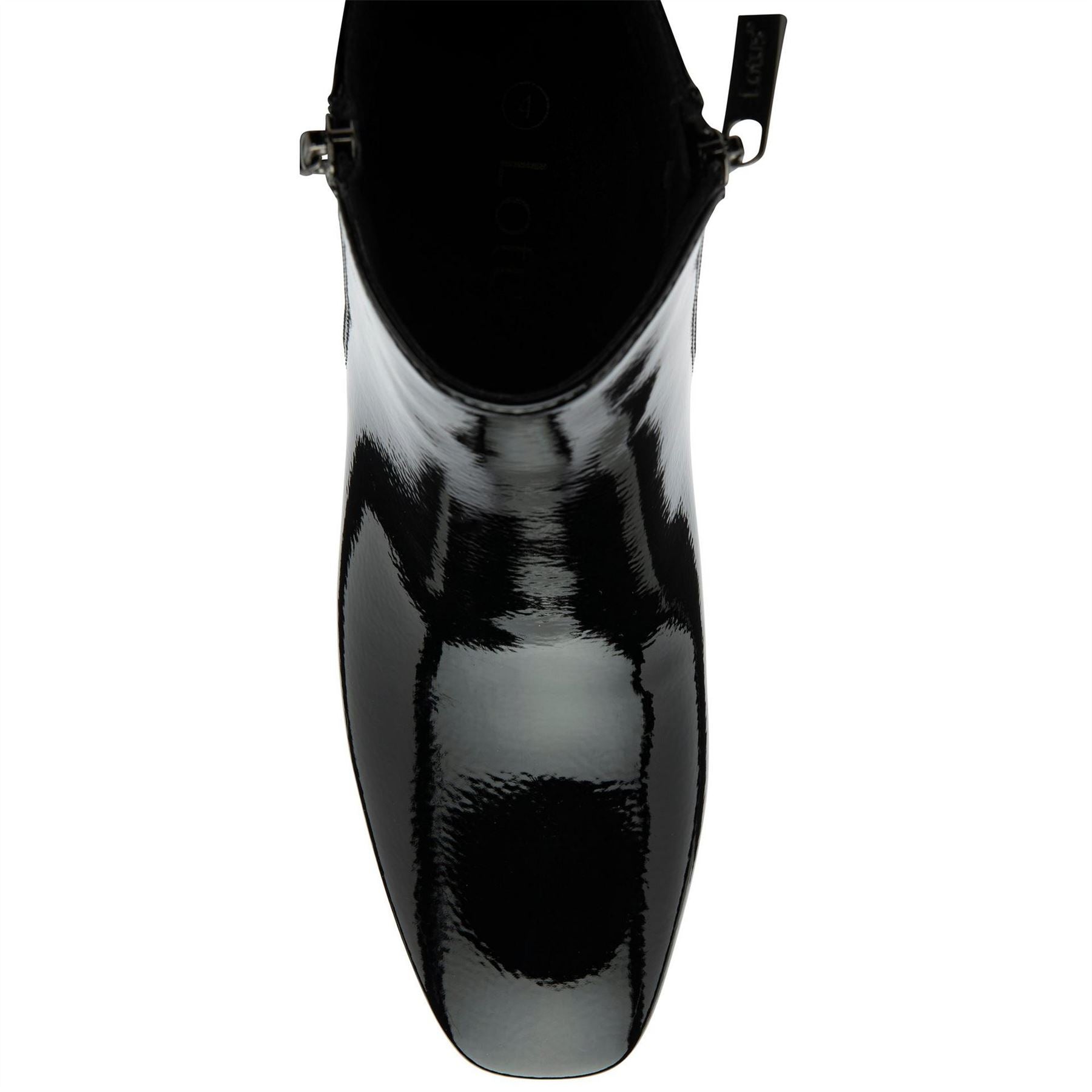 Lotus Shoes Furiosa Black Patent Heeled Ankle Boots