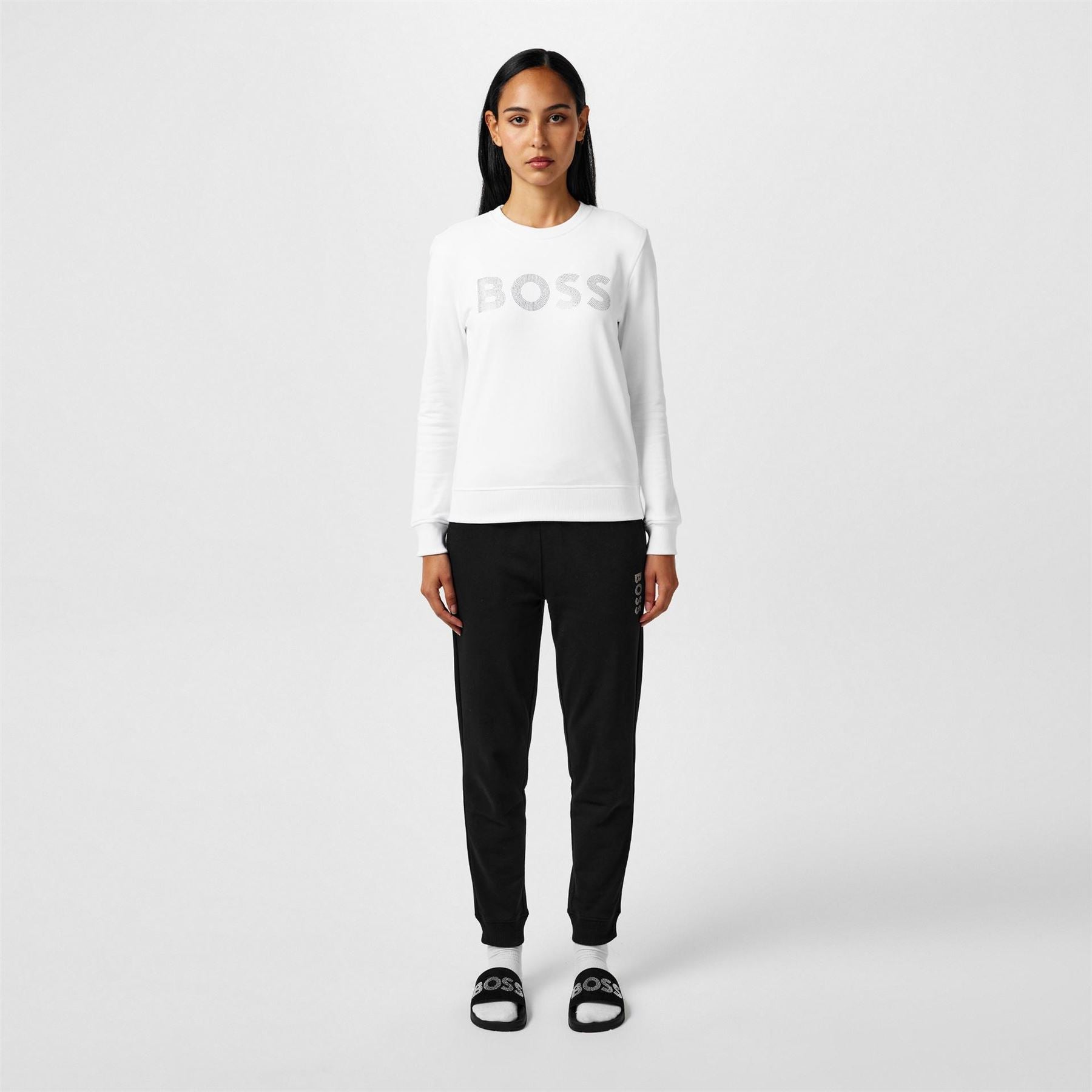 Boss Crew Sweatshirt, Sparkling Diamante