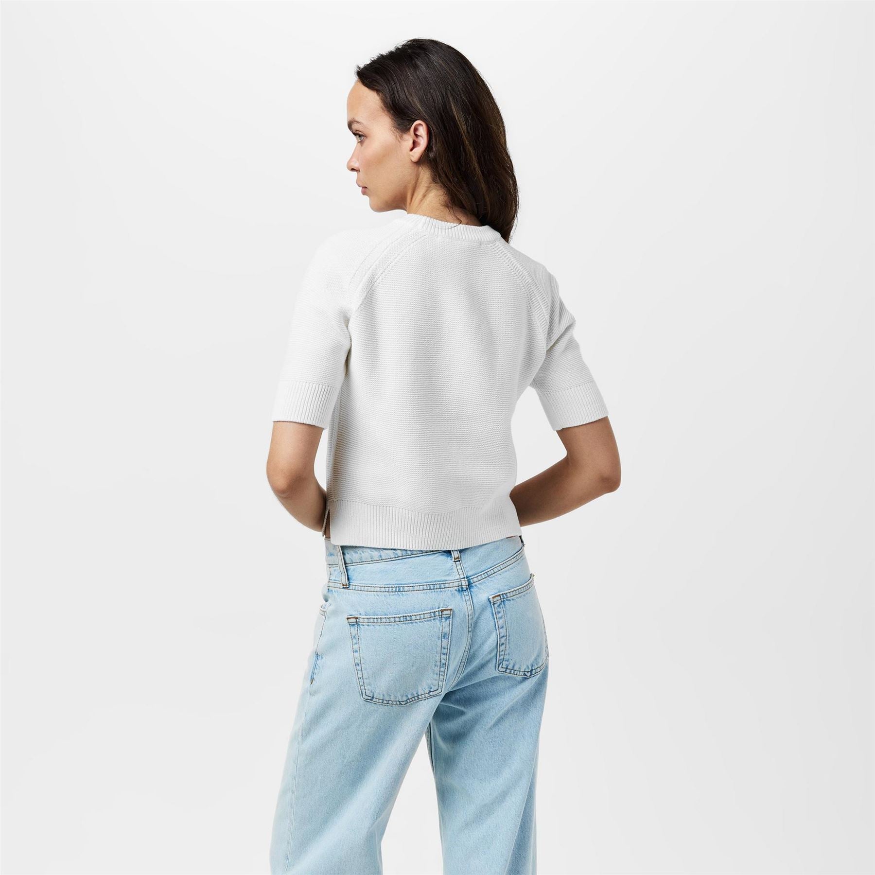 French Connection Relaxed Fit Ribbed Short Sleeve Crew Neck Sweater