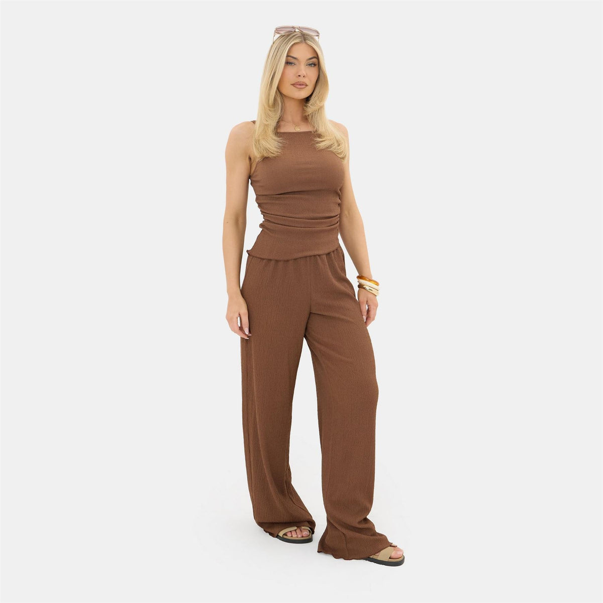 I Saw It First Ruched Camisole O-Neck Spaghetti Straps Tank