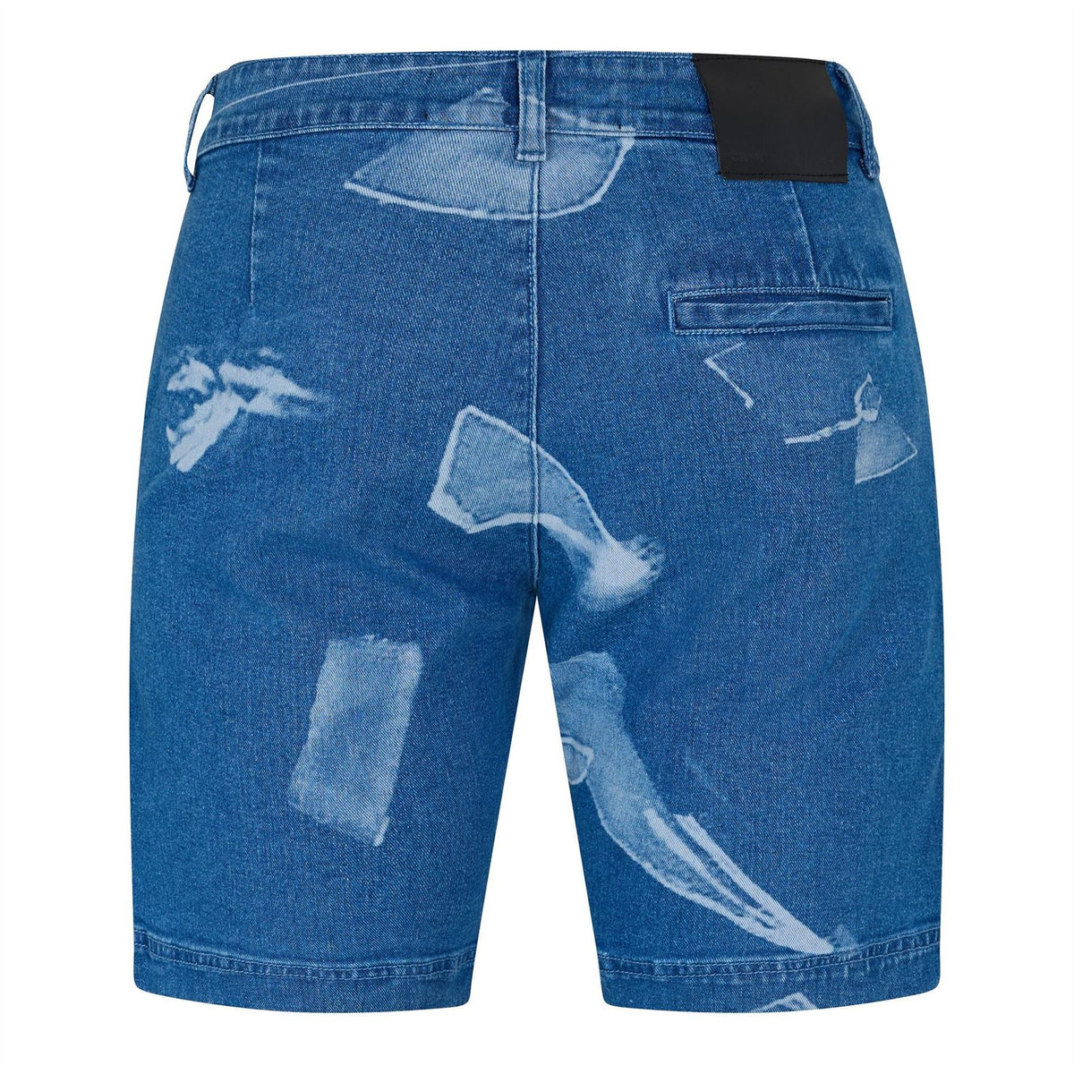 Criminal Damage Bleached Patterned Shard Denim Bermuda Shorts