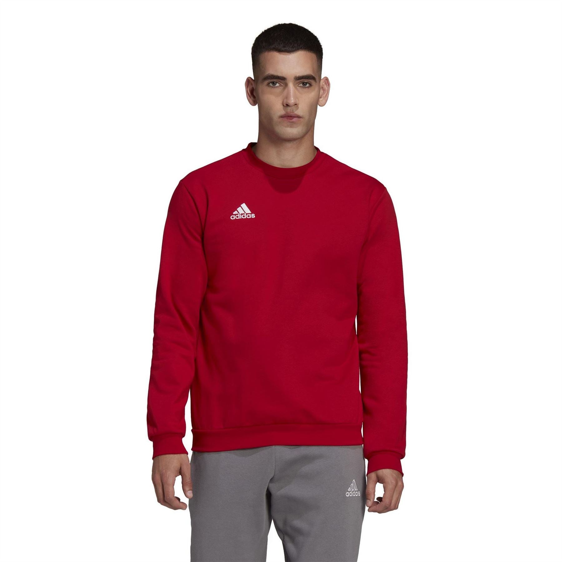 adidas Crew Neck Ribbed Collar Long Sleeve Sweatshirt