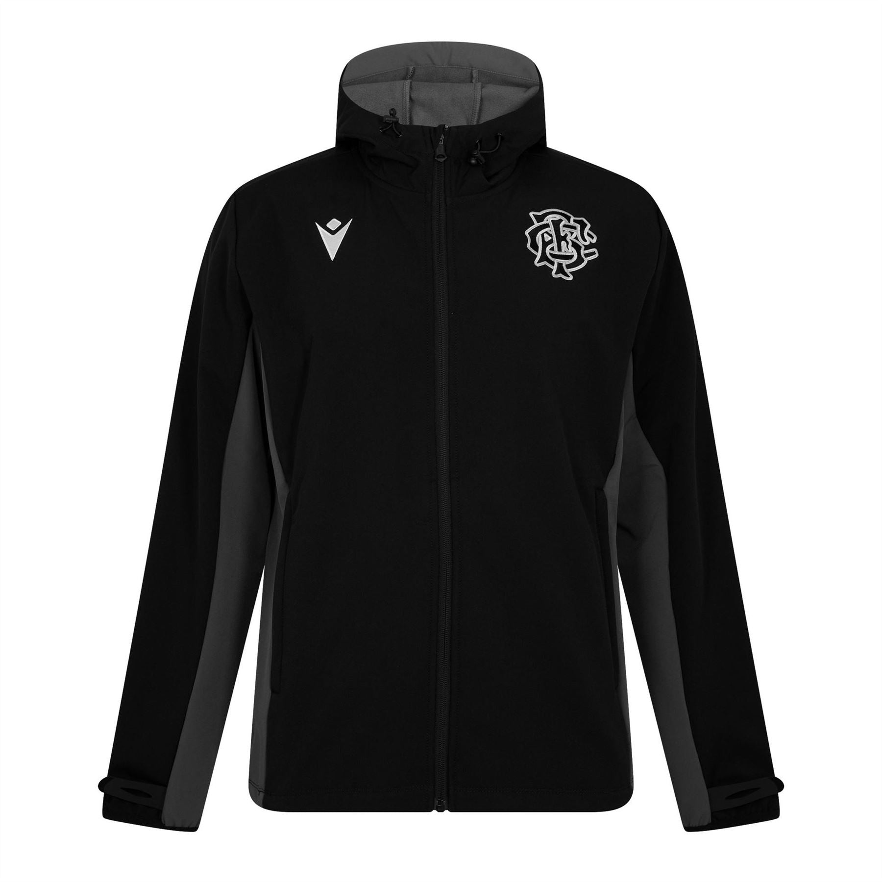 Macron Barbarians 2024 25 Water and Wind Resistant Long Sleeve Performance Rugby Jacket