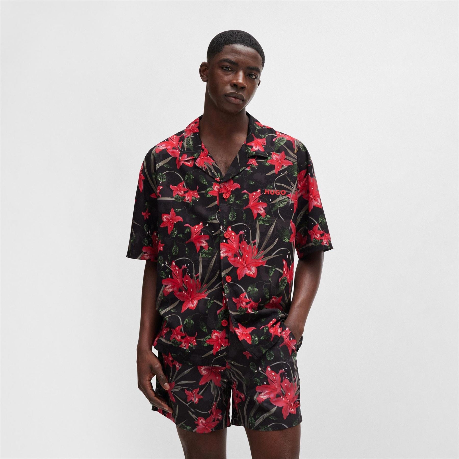 Hugo Beach Relaxed Short Sleeve Patterned Shirt