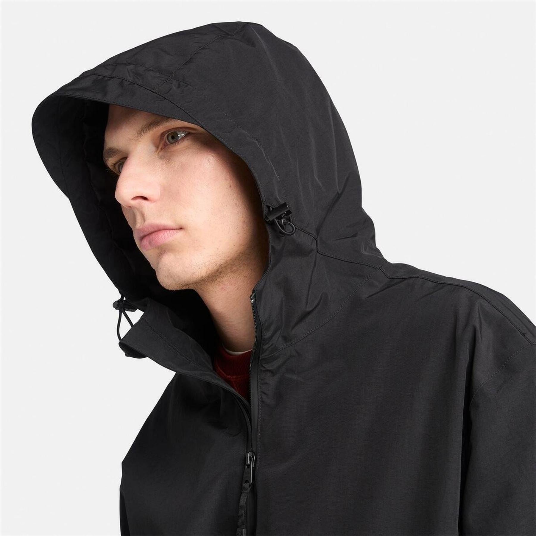 Timberland Winnick Solid Patterned Hooded Drawstring Shell Jacket