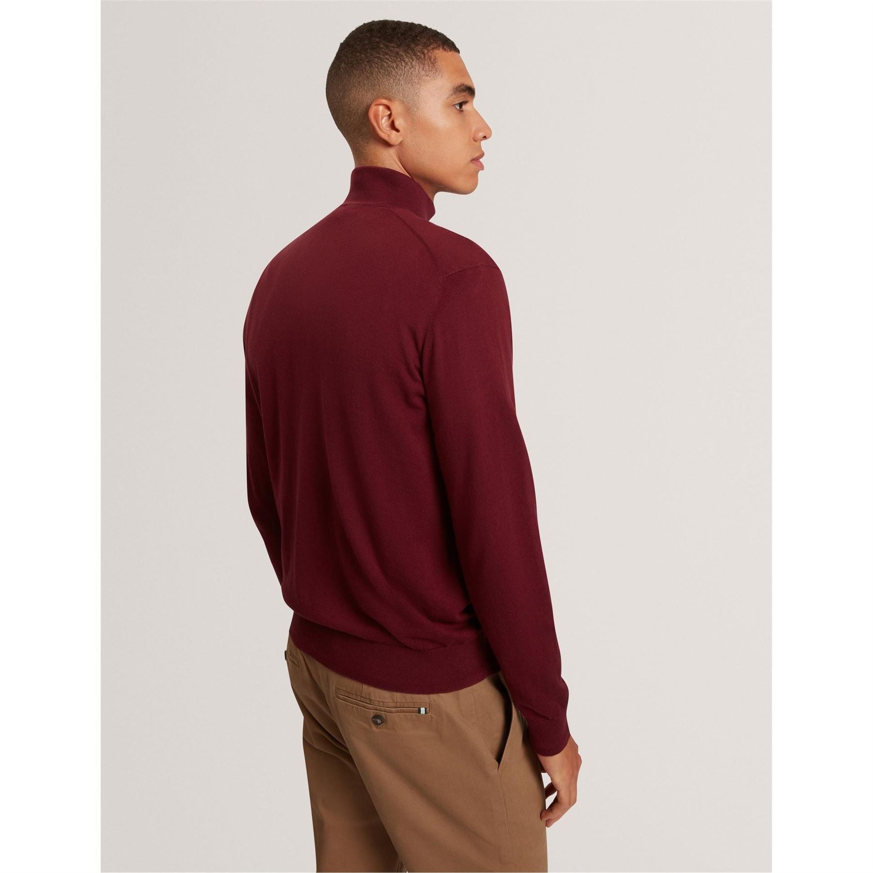 Ted Baker Merino Zip Neck Long Sleeve Raglan Sweater