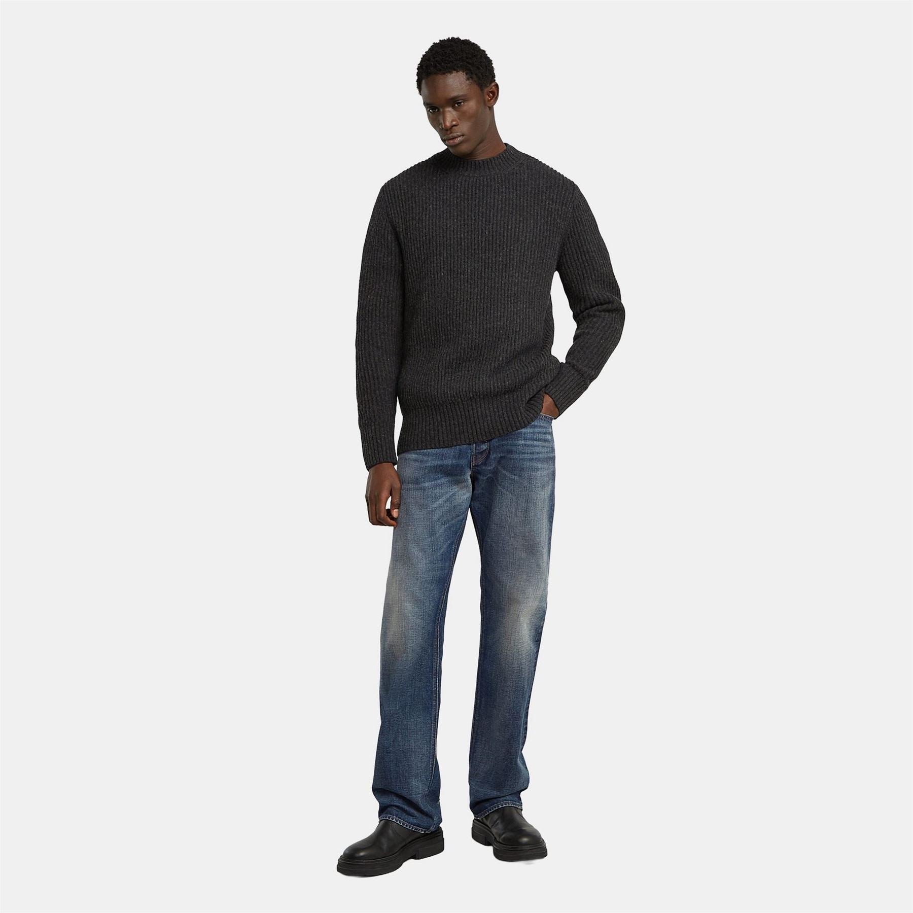 G Star Rib Crew Neck Long Sleeve Sweater