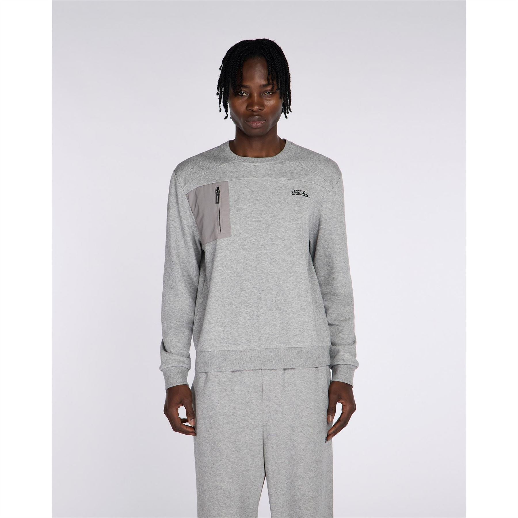 No Fear Crew Neck Long Sleeve Sweatshirt with Chest Pocket