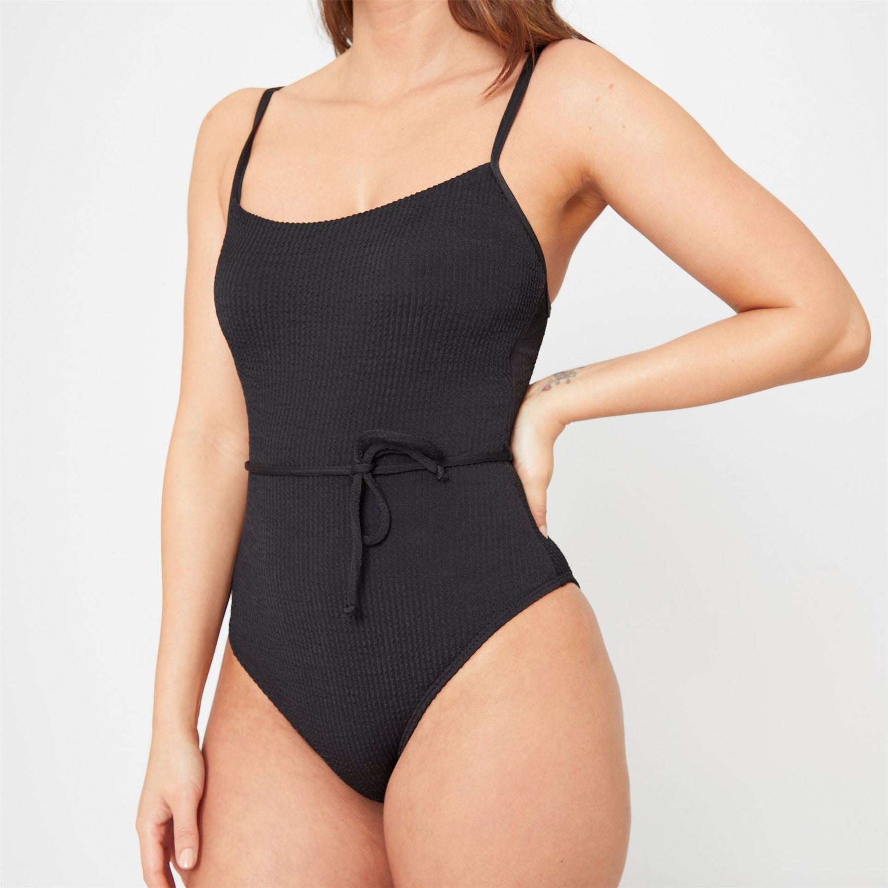 Be You Textured Belted Swimsuit